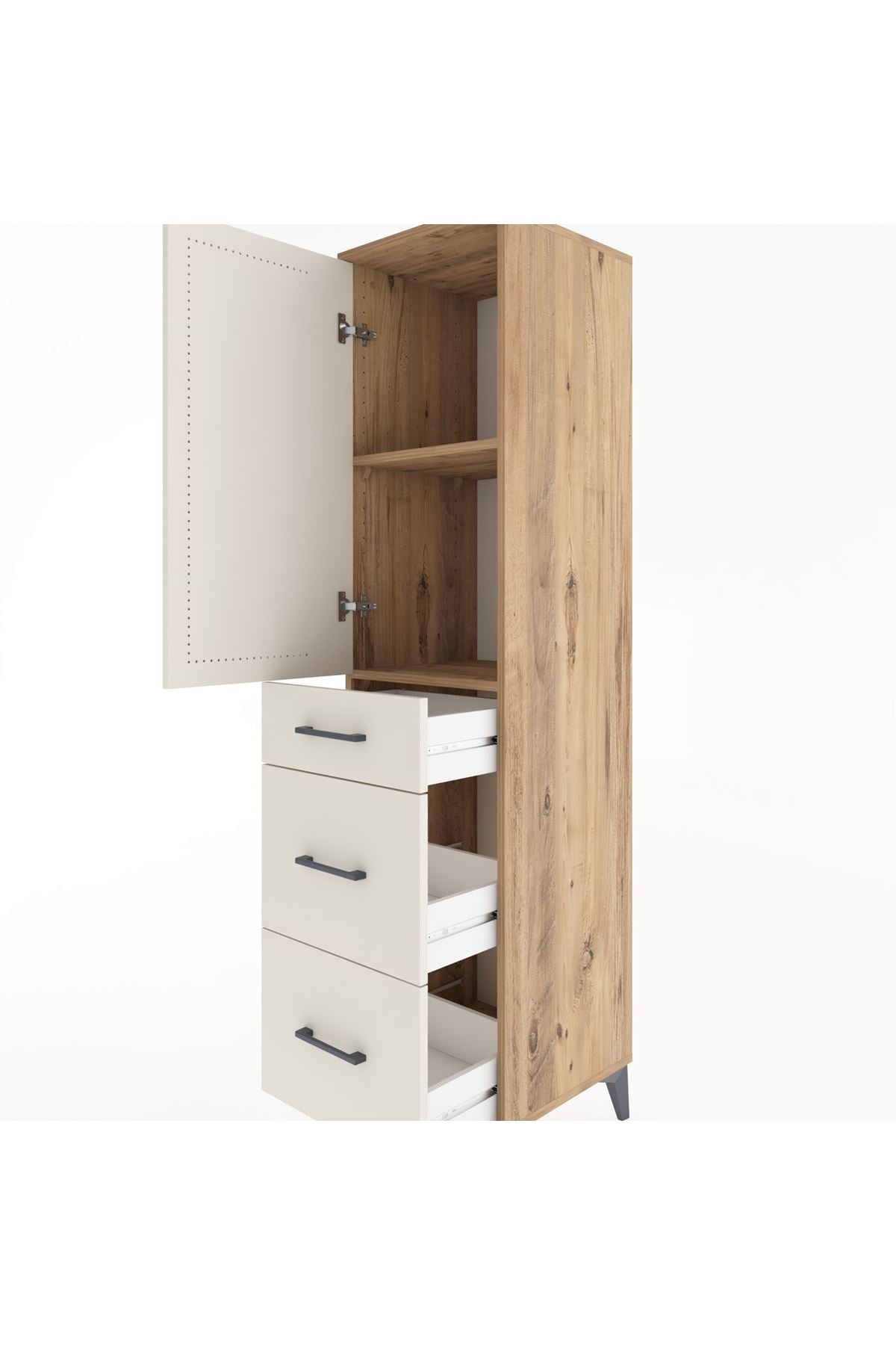 Hyperion Dolap 2 Raflı 3 Çekmeceli Tek Kapaklı 44x44x182 - S55M020V7B