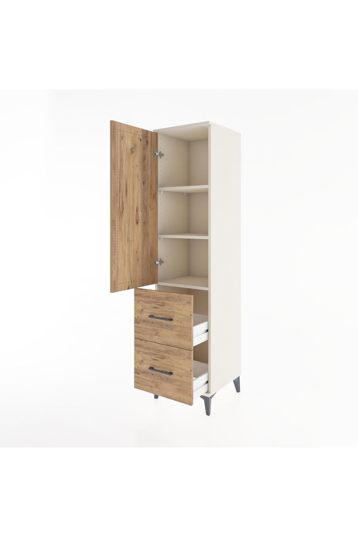 Hyperion Dolap 3 Raflı 2 Çekmeceli Tek Kapaklı 44x44x182 - S55M021V3B