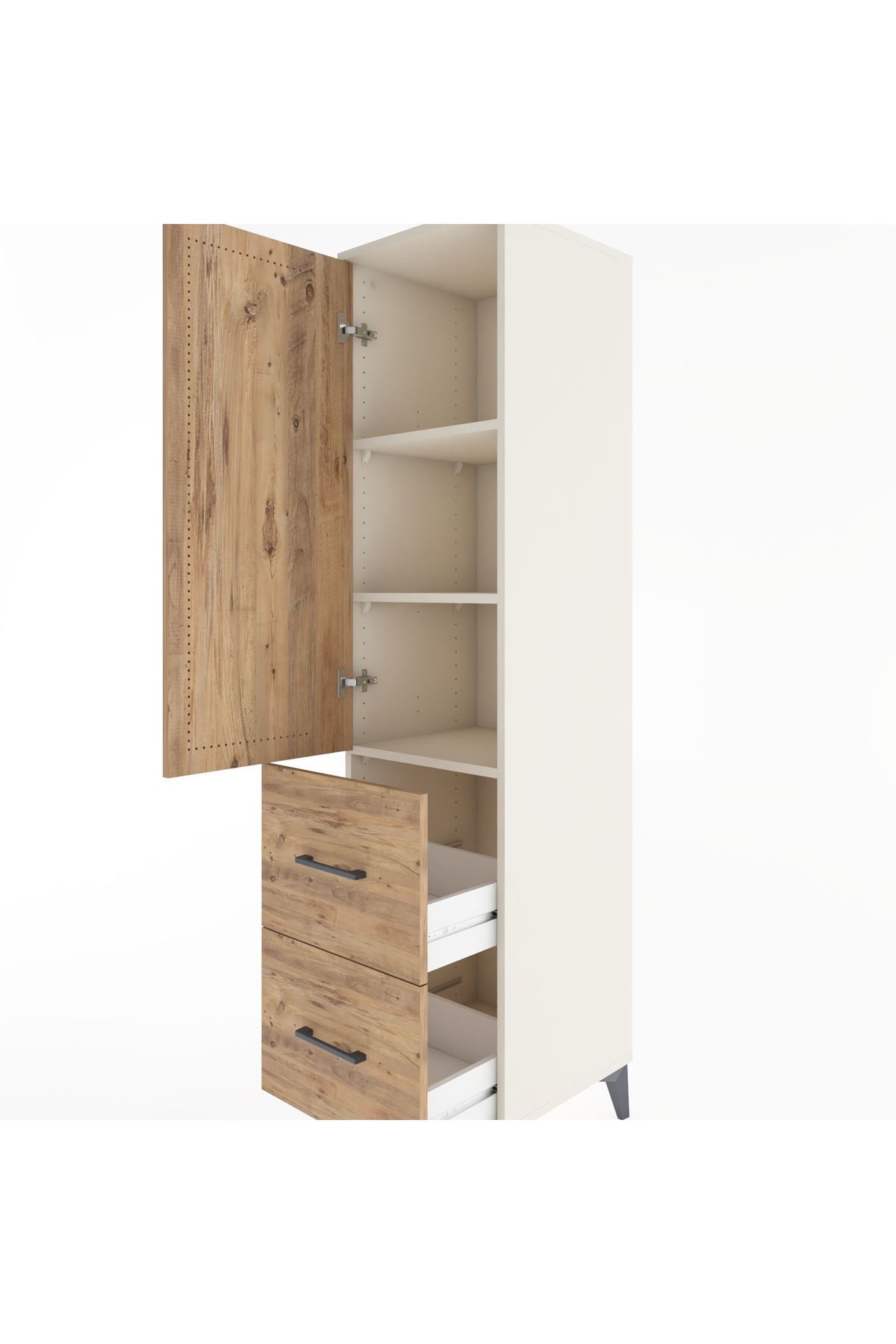 Hyperion Dolap 3 Raflı 2 Çekmeceli Tek Kapaklı 44x44x182 - S55M021V3B