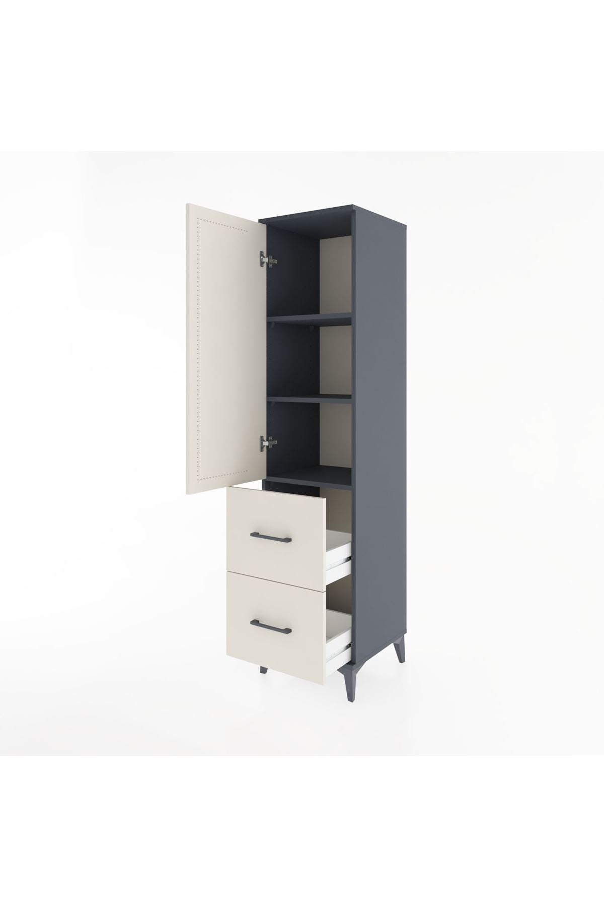 Hyperion Dolap 3 Raflı 2 Çekmeceli Tek Kapaklı 44x44x182 - S55M021V4B