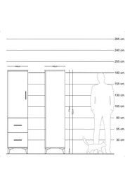 Hyperion Dolap 3 Raflı 2 Çekmeceli Tek Kapaklı 44x44x182 - S55M021V4B