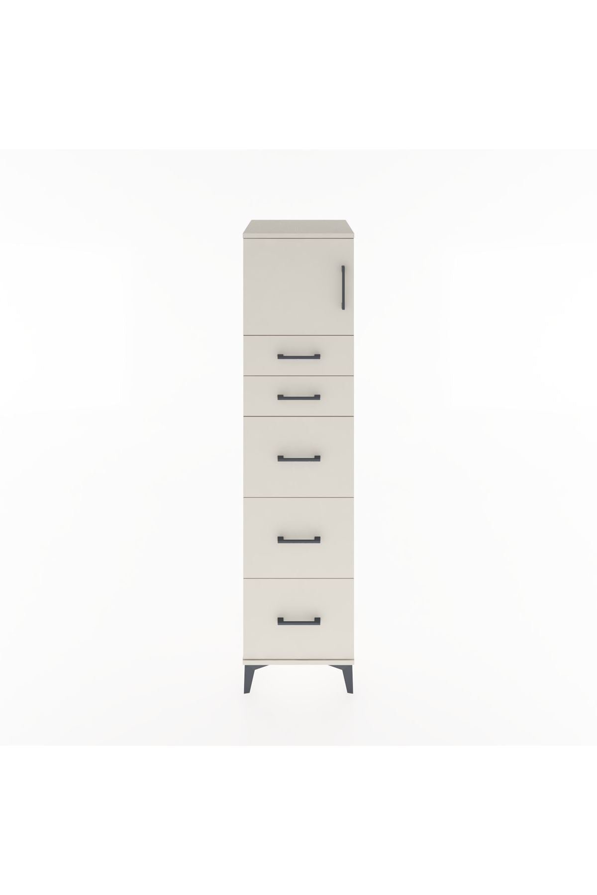 Hyperion Dolap Tek Raflı 5 Çekmeceli Tek Kapaklı 44x44x182 - S55M022V1B