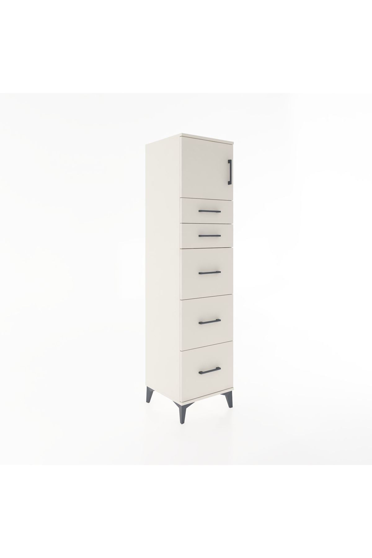 Hyperion Dolap Tek Raflı 5 Çekmeceli Tek Kapaklı 44x44x182 - S55M022V1B