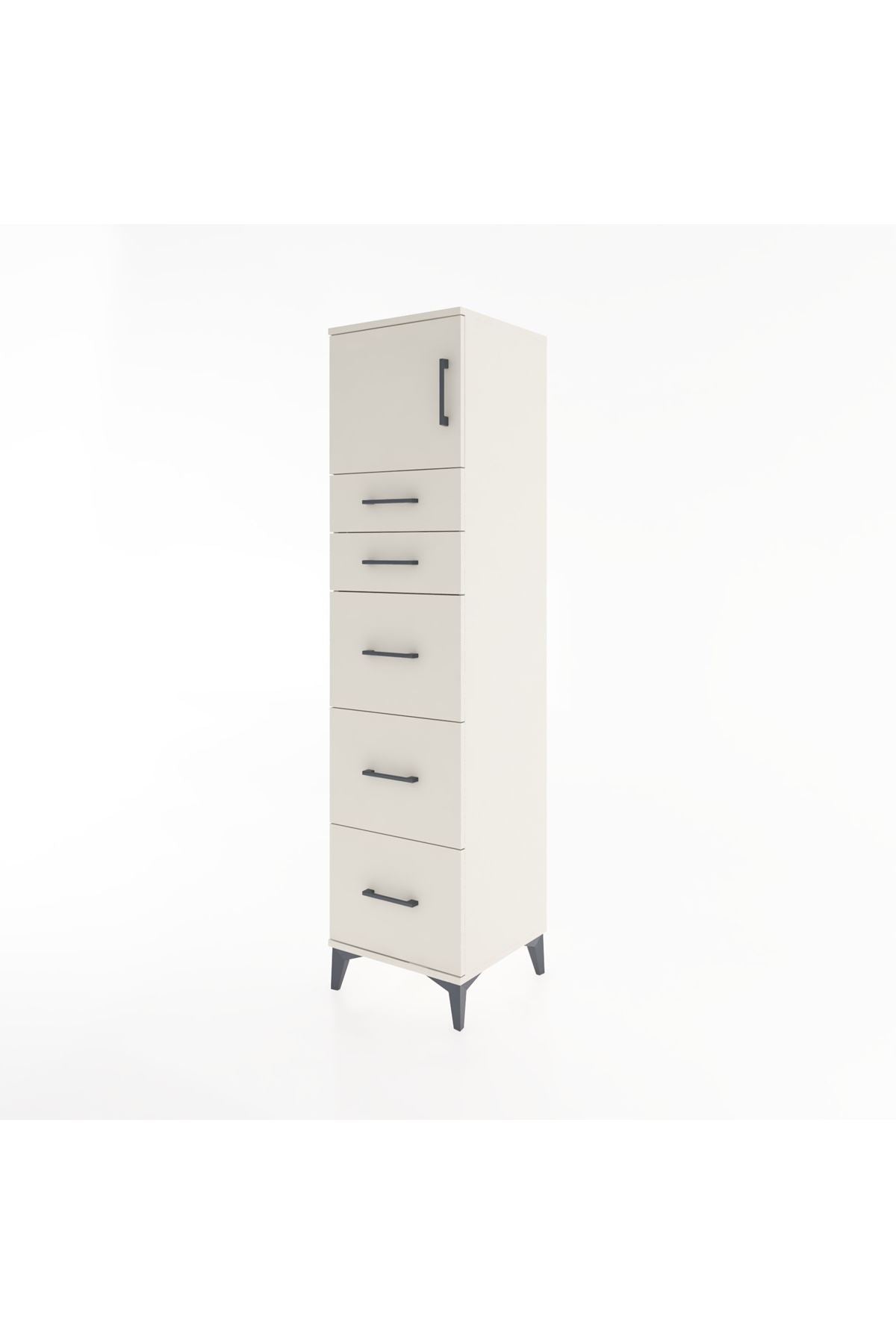 Hyperion Dolap Tek Raflı 5 Çekmeceli Tek Kapaklı 44x44x182 - S55M022V1B
