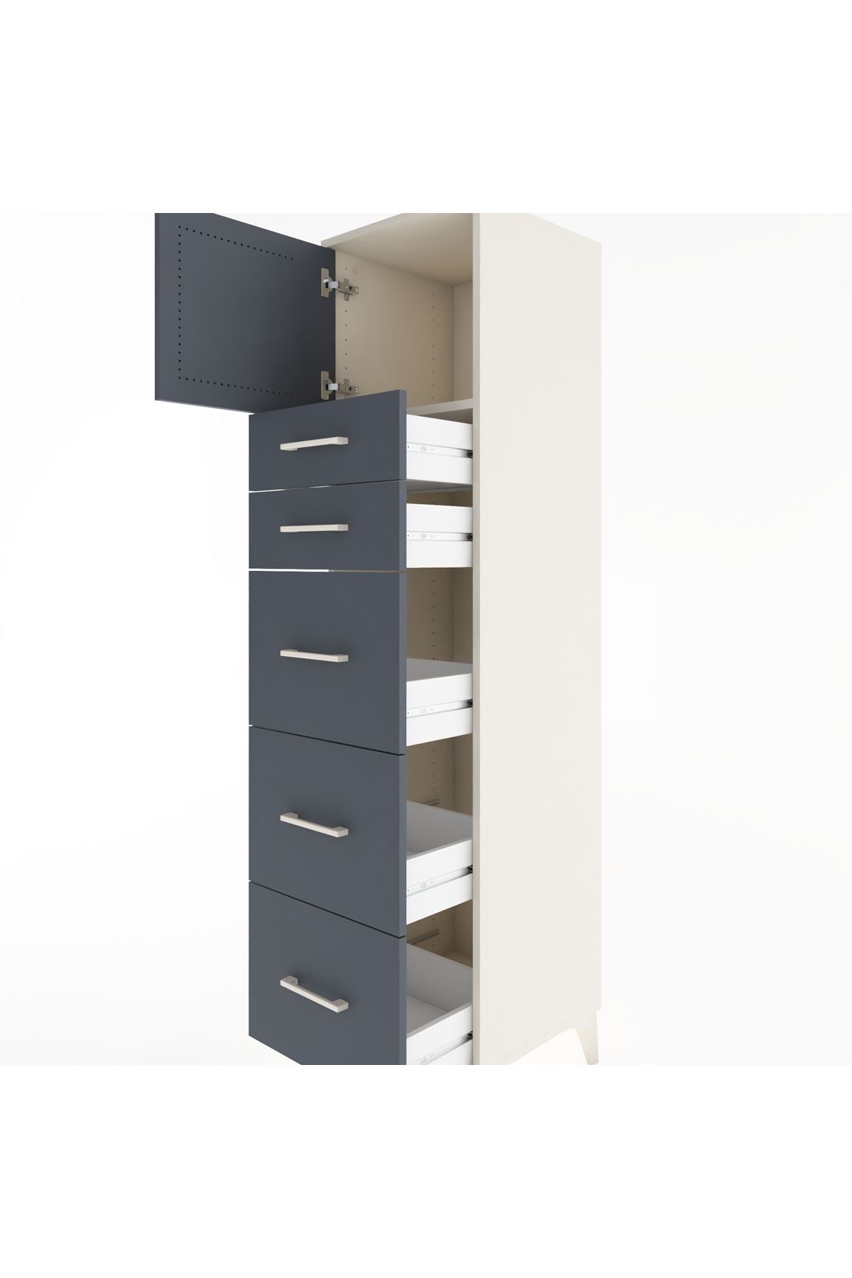 Hyperion Dolap Tek Raflı 5 Çekmeceli Tek Kapaklı 44x44x182 - S55M022V2B