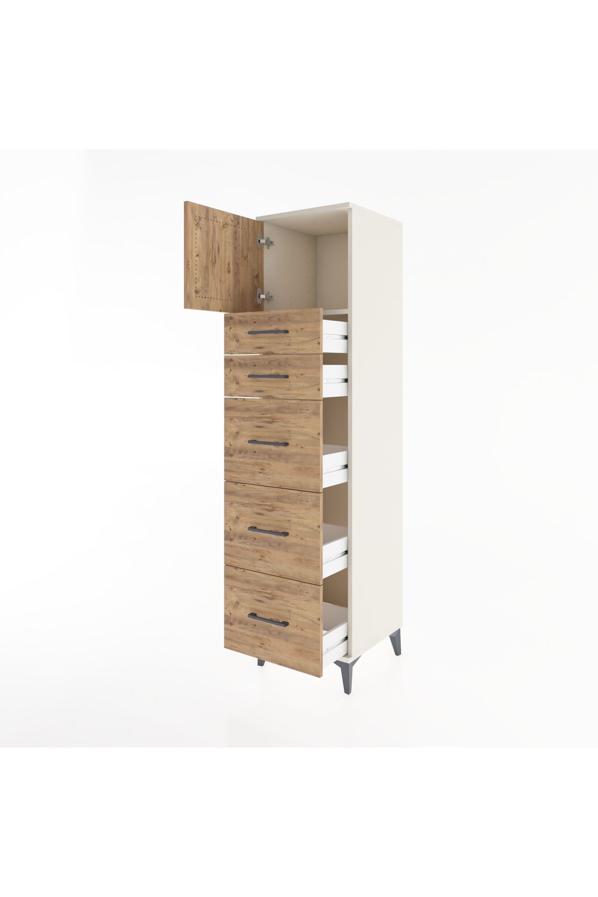 Hyperion Dolap Tek Raflı 5 Çekmeceli Tek Kapaklı 44x44x182 - S55M022V3B