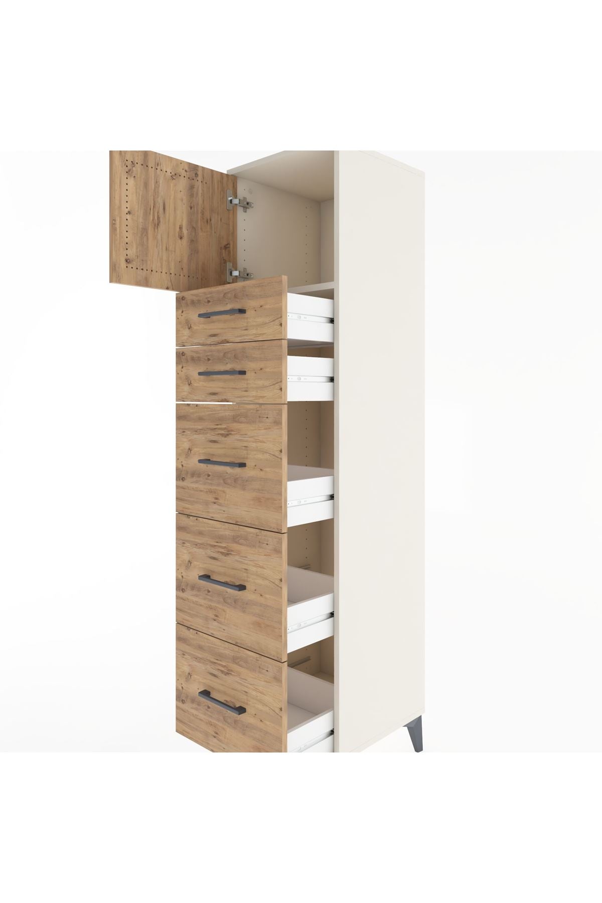 Hyperion Dolap Tek Raflı 5 Çekmeceli Tek Kapaklı 44x44x182 - S55M022V3B