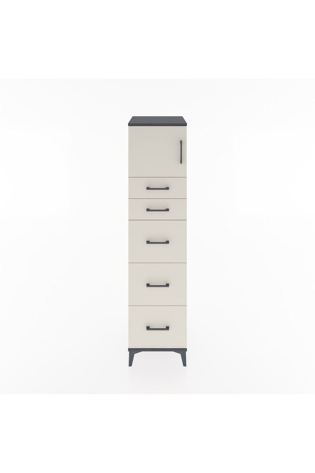 Hyperion Dolap Tek Raflı 5 Çekmeceli Tek Kapaklı 44x44x182 - S55M022V4B