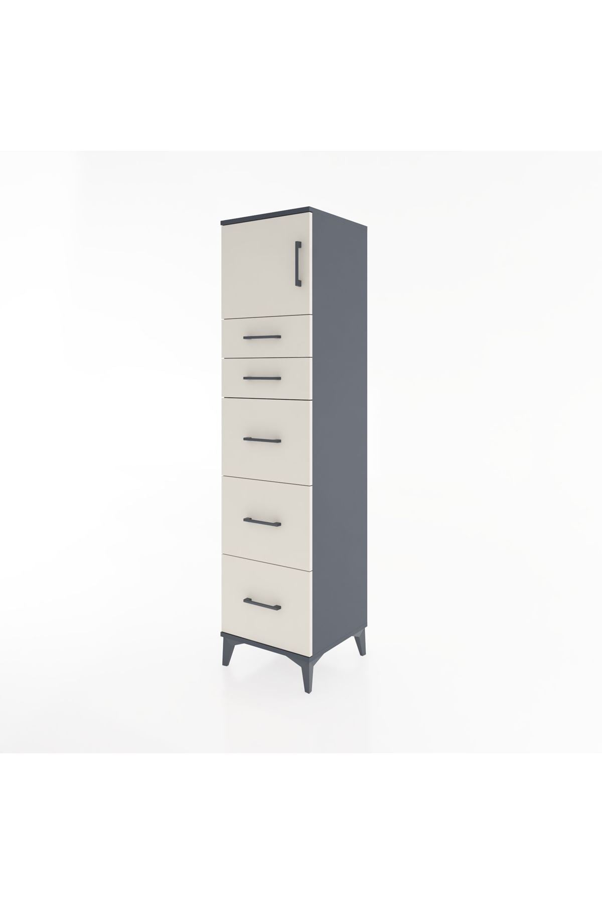 Hyperion Dolap Tek Raflı 5 Çekmeceli Tek Kapaklı 44x44x182 - S55M022V4B