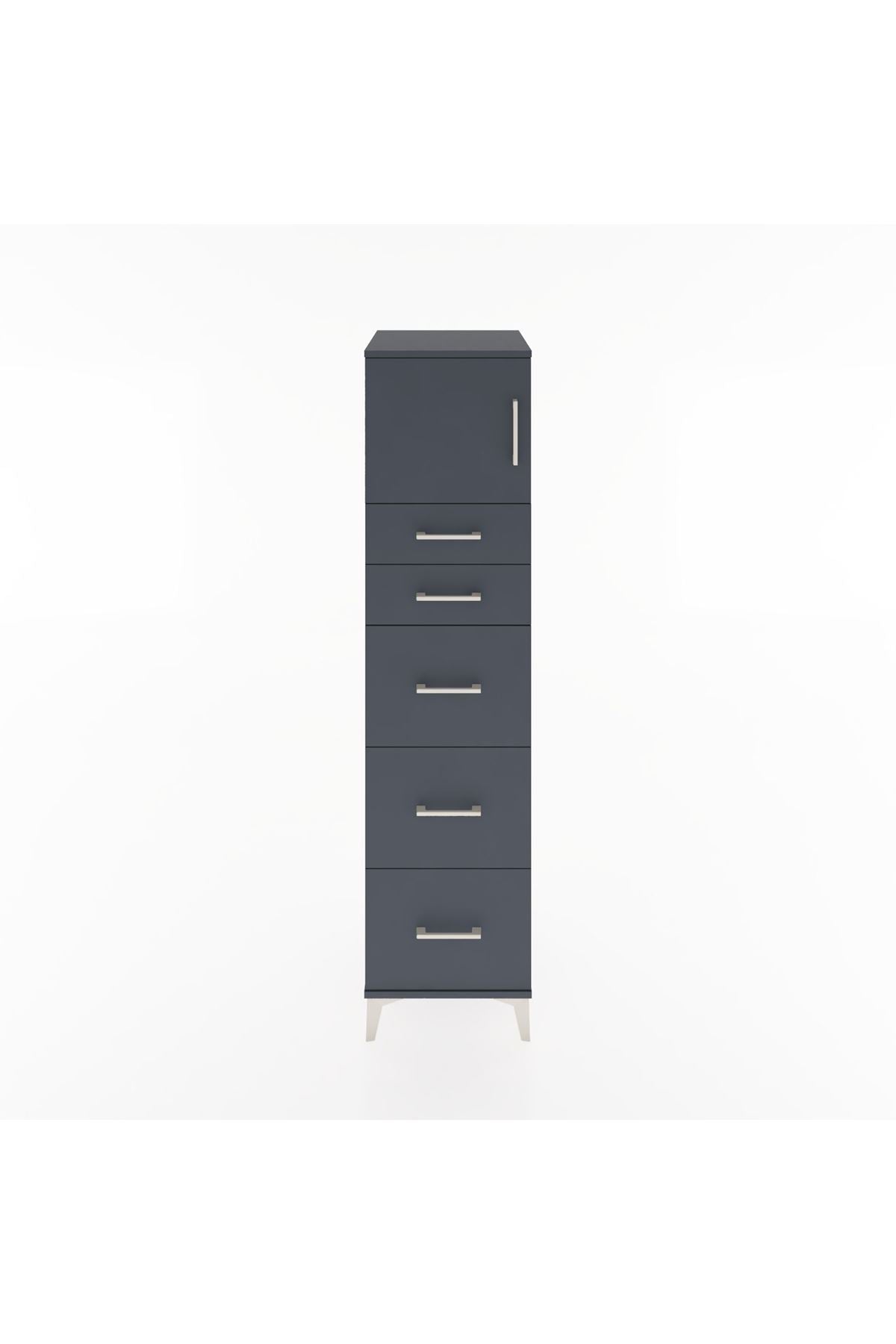 Hyperion Dolap Tek Raflı 5 Çekmeceli Tek Kapaklı 44x44x182 - S55M022V5B