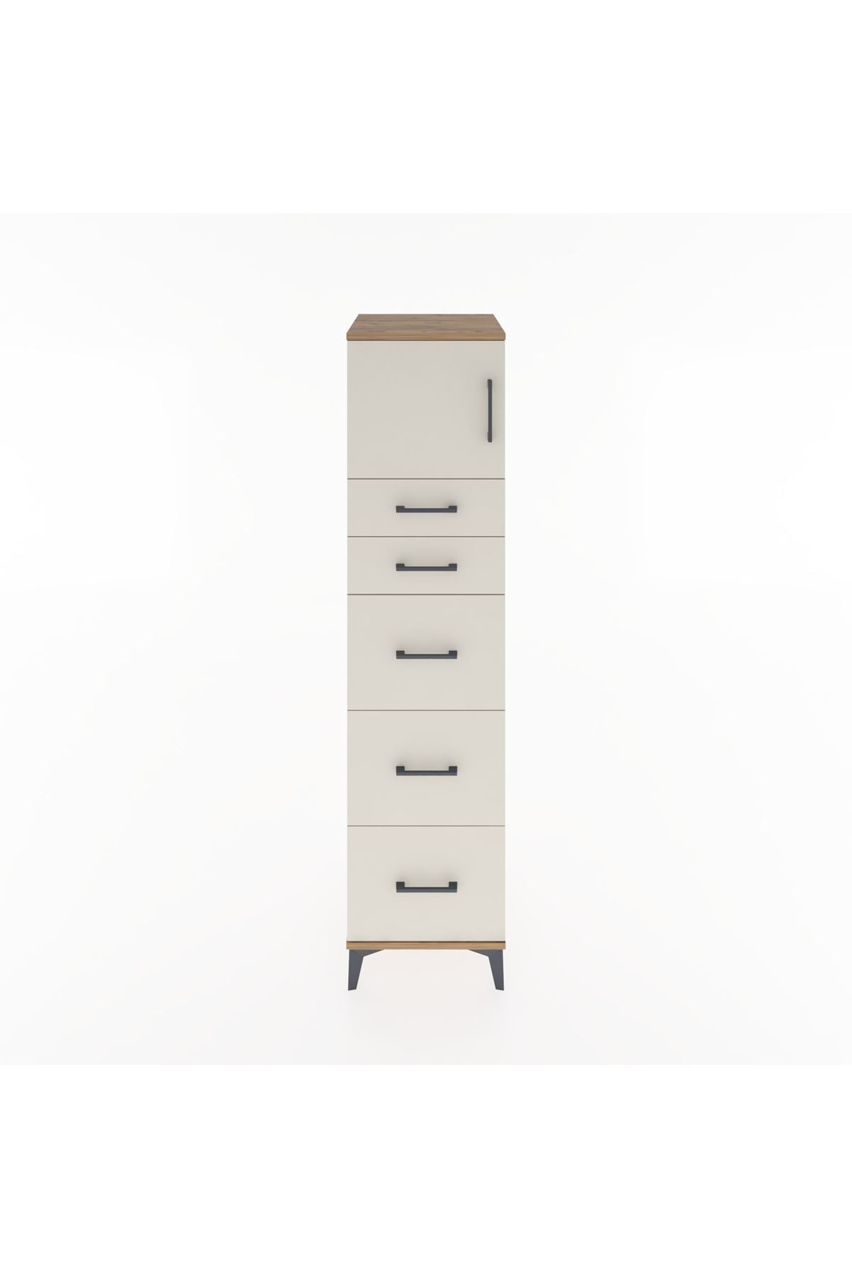 Hyperion Dolap Tek Raflı 5 Çekmeceli Tek Kapaklı 44x44x182 - S55M022V7B