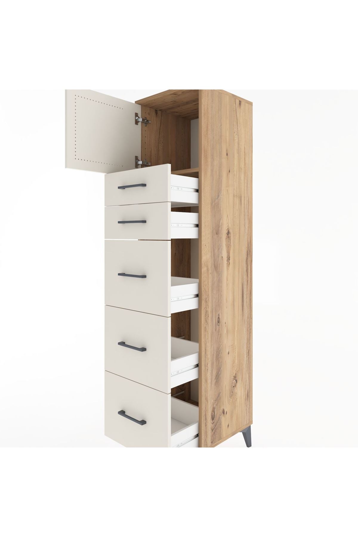 Hyperion Dolap Tek Raflı 5 Çekmeceli Tek Kapaklı 44x44x182 - S55M022V7B