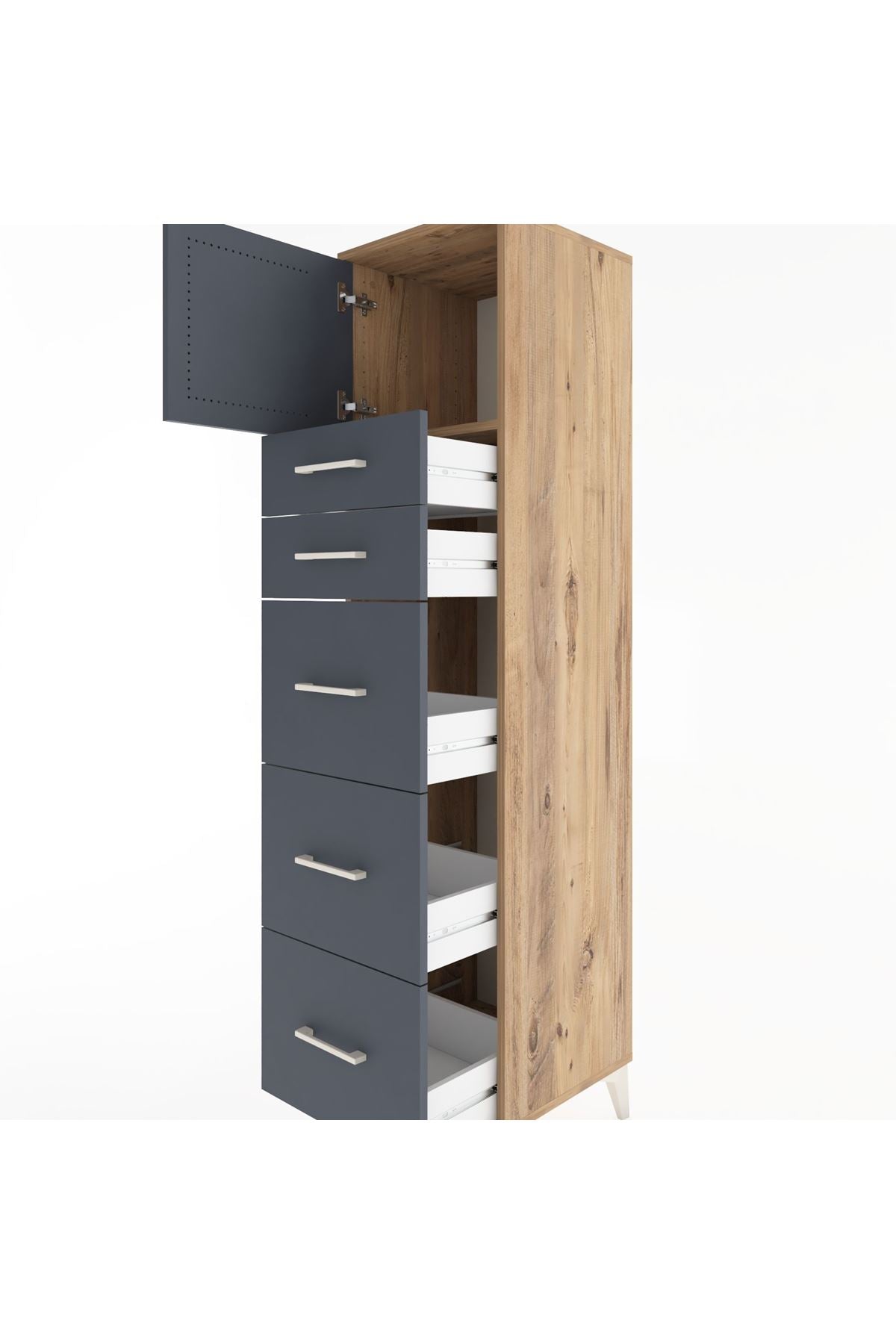 Hyperion Dolap Tek Raflı 5 Çekmeceli Tek Kapaklı 44x44x182 - S55M022V8B