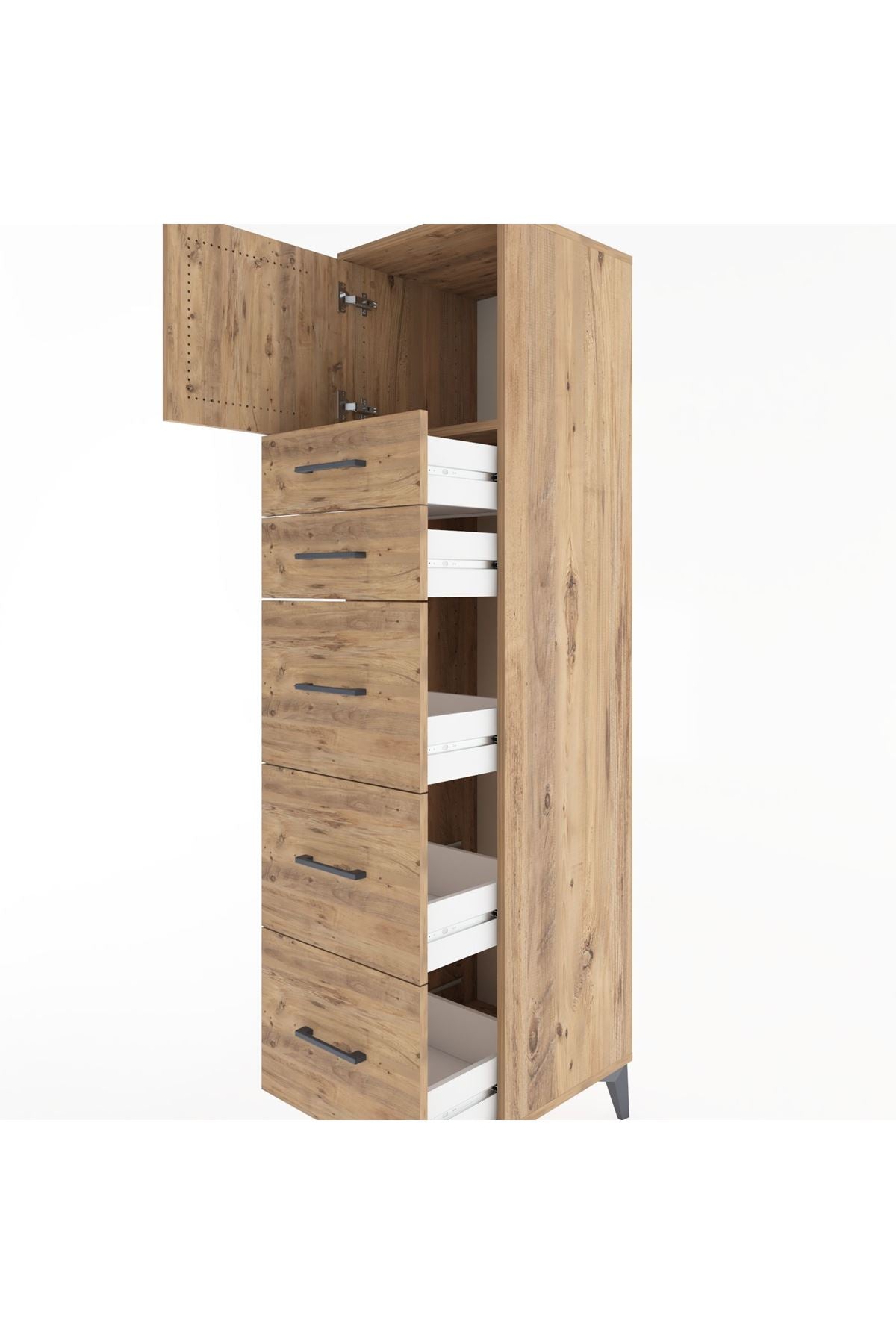 Hyperion Dolap Tek Raflı 5 Çekmeceli Tek Kapaklı 44x44x182 - S55M022V9B