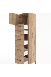 Hyperion Dolap Tek Raflı 5 Çekmeceli Tek Kapaklı 44x44x182 - S55M022V9B