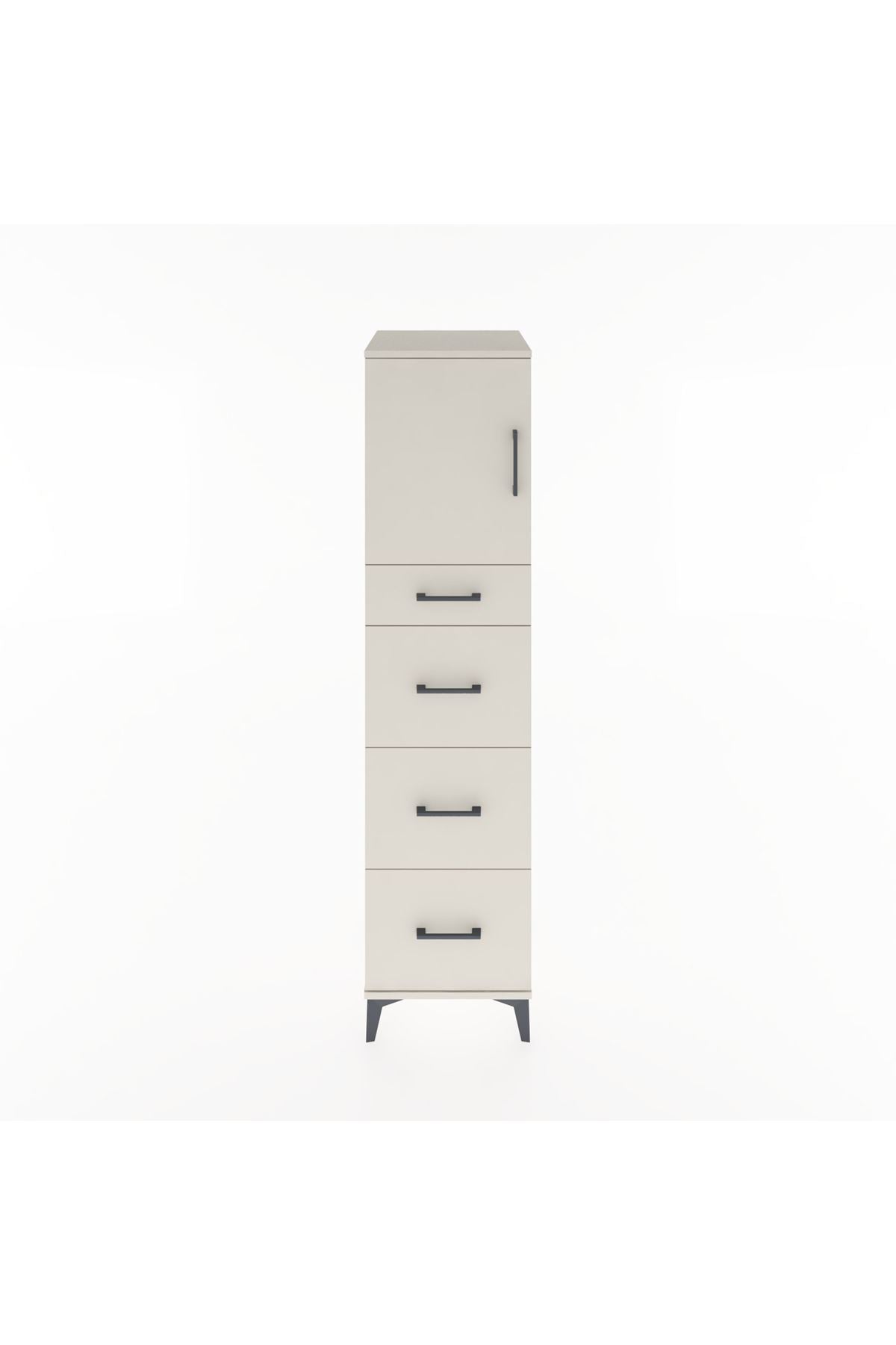 Hyperion Dolap Tek Raflı 4 Çekmeceli Tek Kapaklı 44x44x182 - S55M023V1B