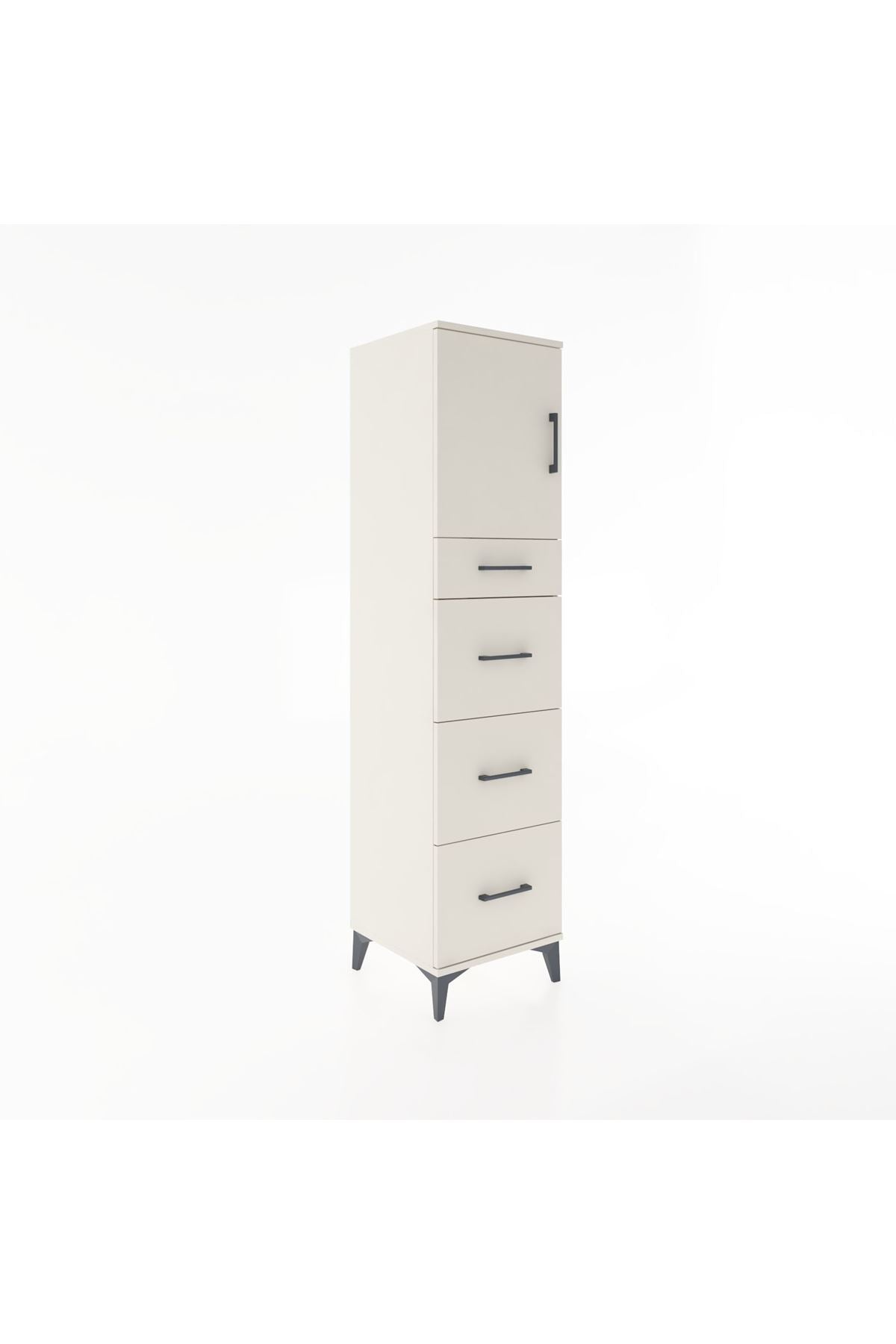 Hyperion Dolap Tek Raflı 4 Çekmeceli Tek Kapaklı 44x44x182 - S55M023V1B