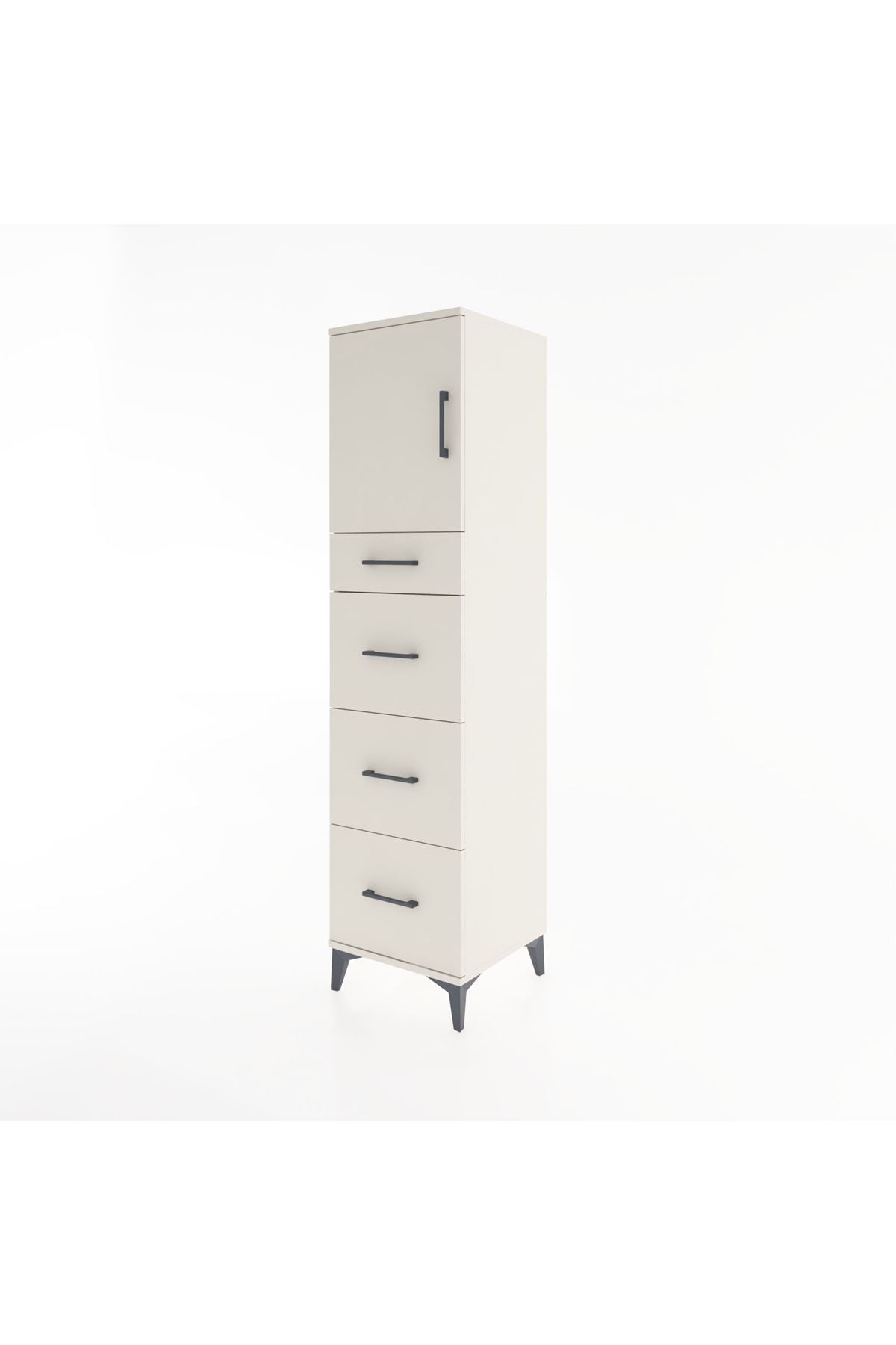 Hyperion Dolap Tek Raflı 4 Çekmeceli Tek Kapaklı 44x44x182 - S55M023V1B
