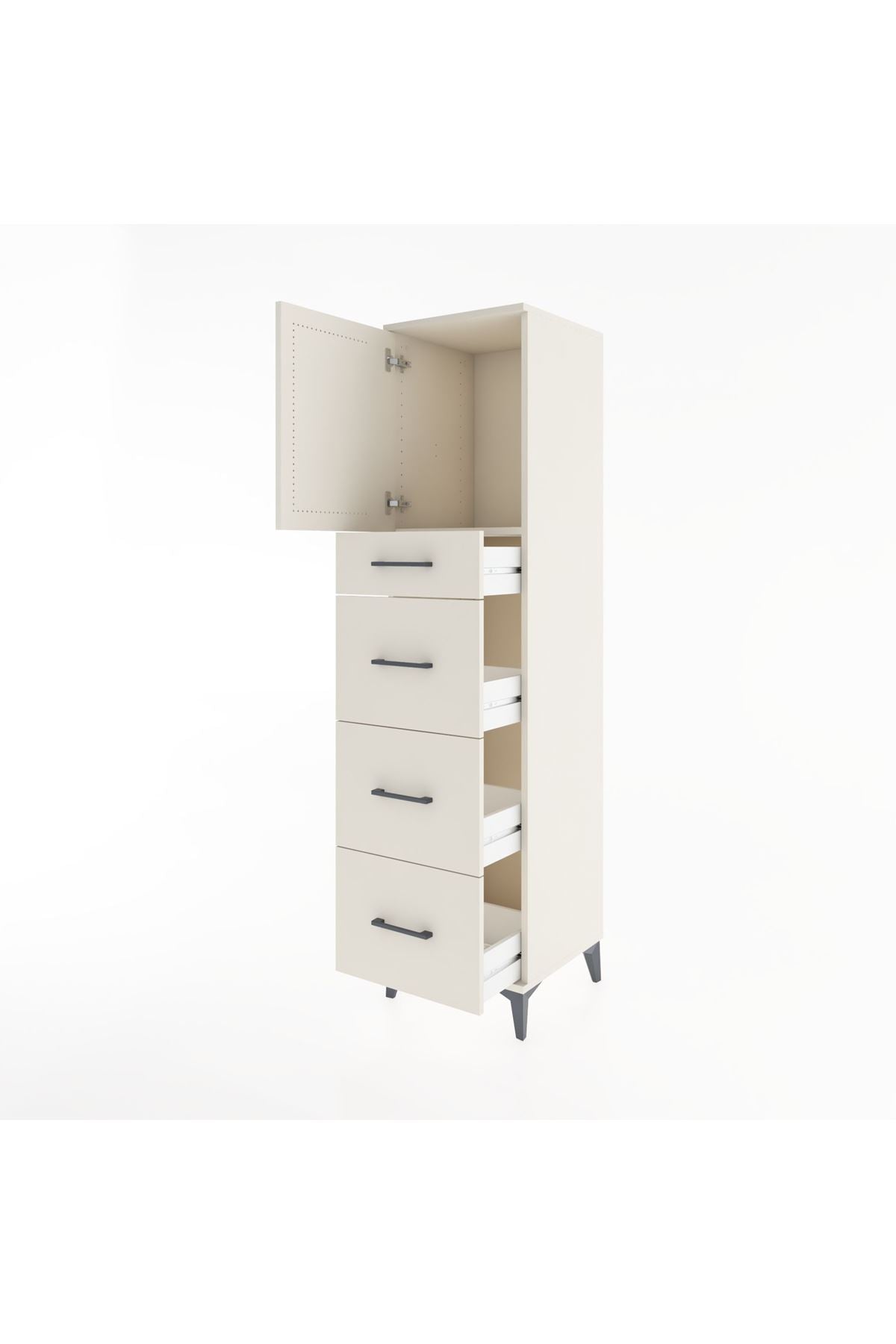 Hyperion Dolap Tek Raflı 4 Çekmeceli Tek Kapaklı 44x44x182 - S55M023V1B