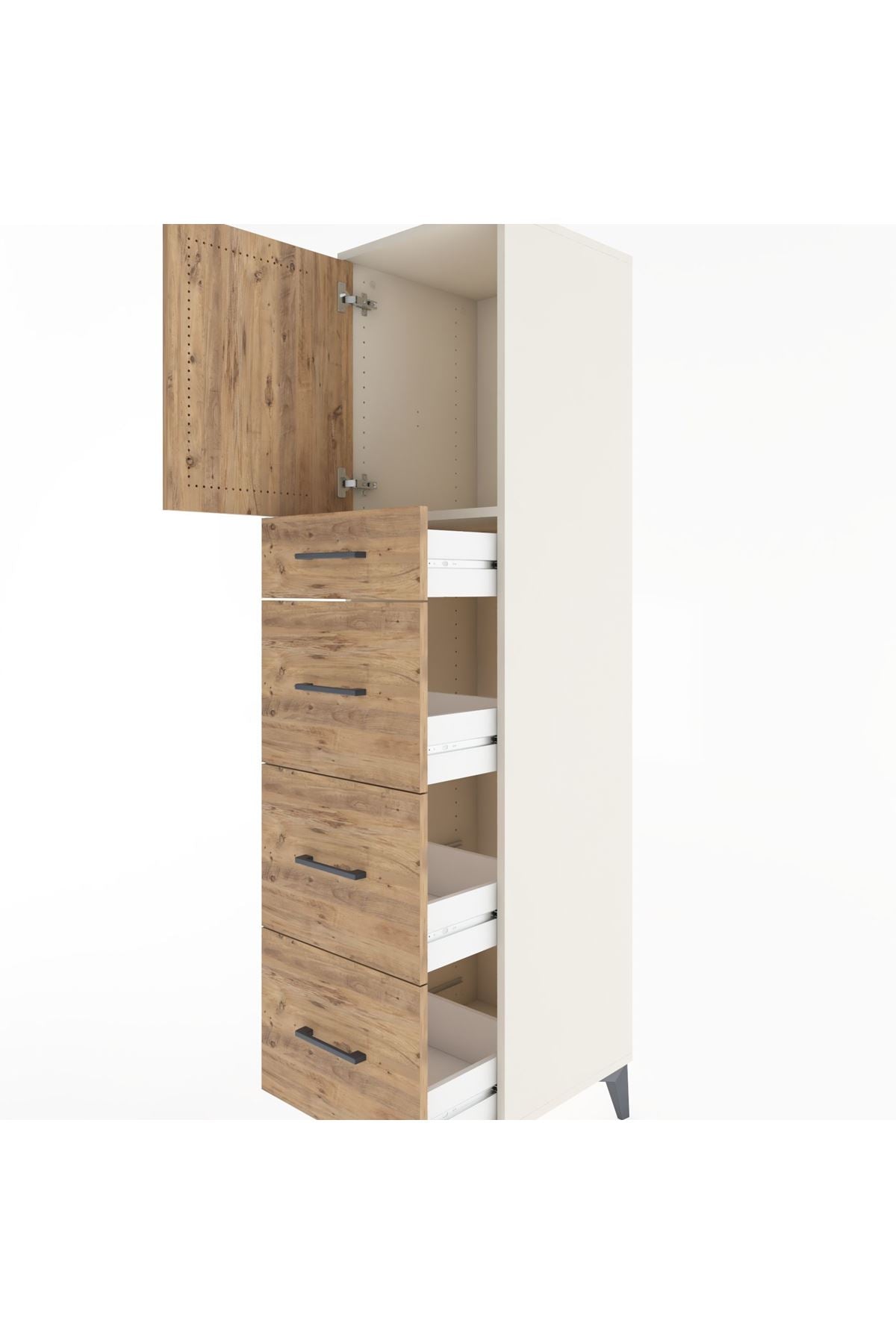 Hyperion Dolap Tek Raflı 4 Çekmeceli Tek Kapaklı 44x44x182 - S55M023V3B