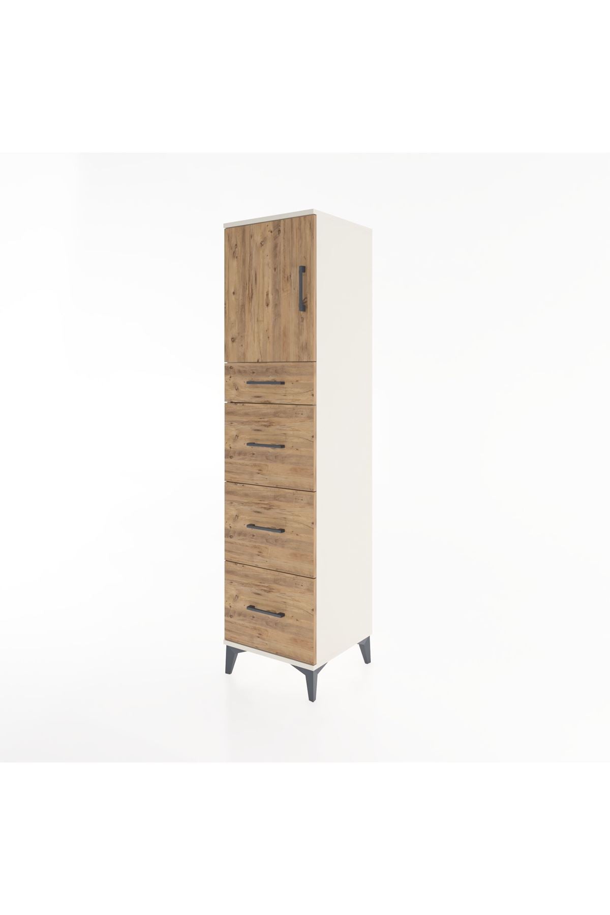 Hyperion Dolap Tek Raflı 4 Çekmeceli Tek Kapaklı 44x44x182 - S55M023V3B