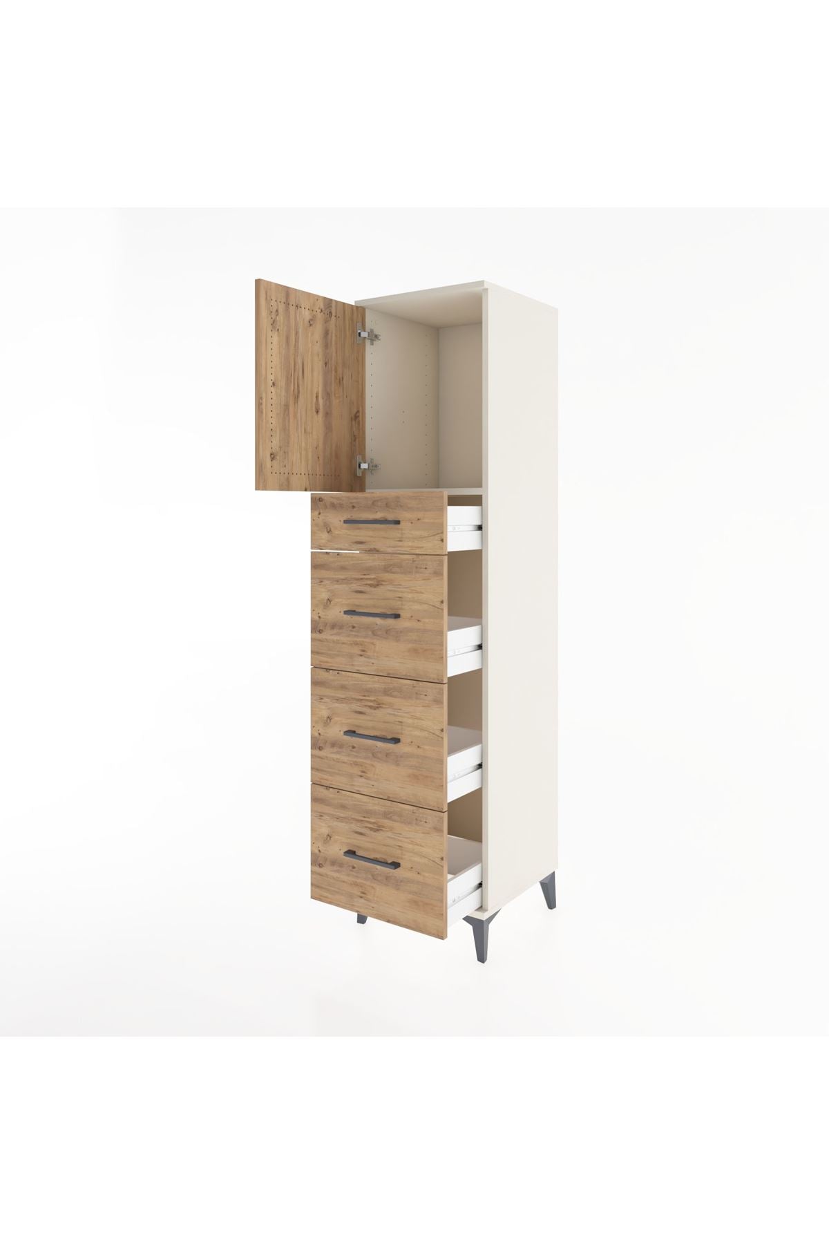 Hyperion Dolap Tek Raflı 4 Çekmeceli Tek Kapaklı 44x44x182 - S55M023V3B