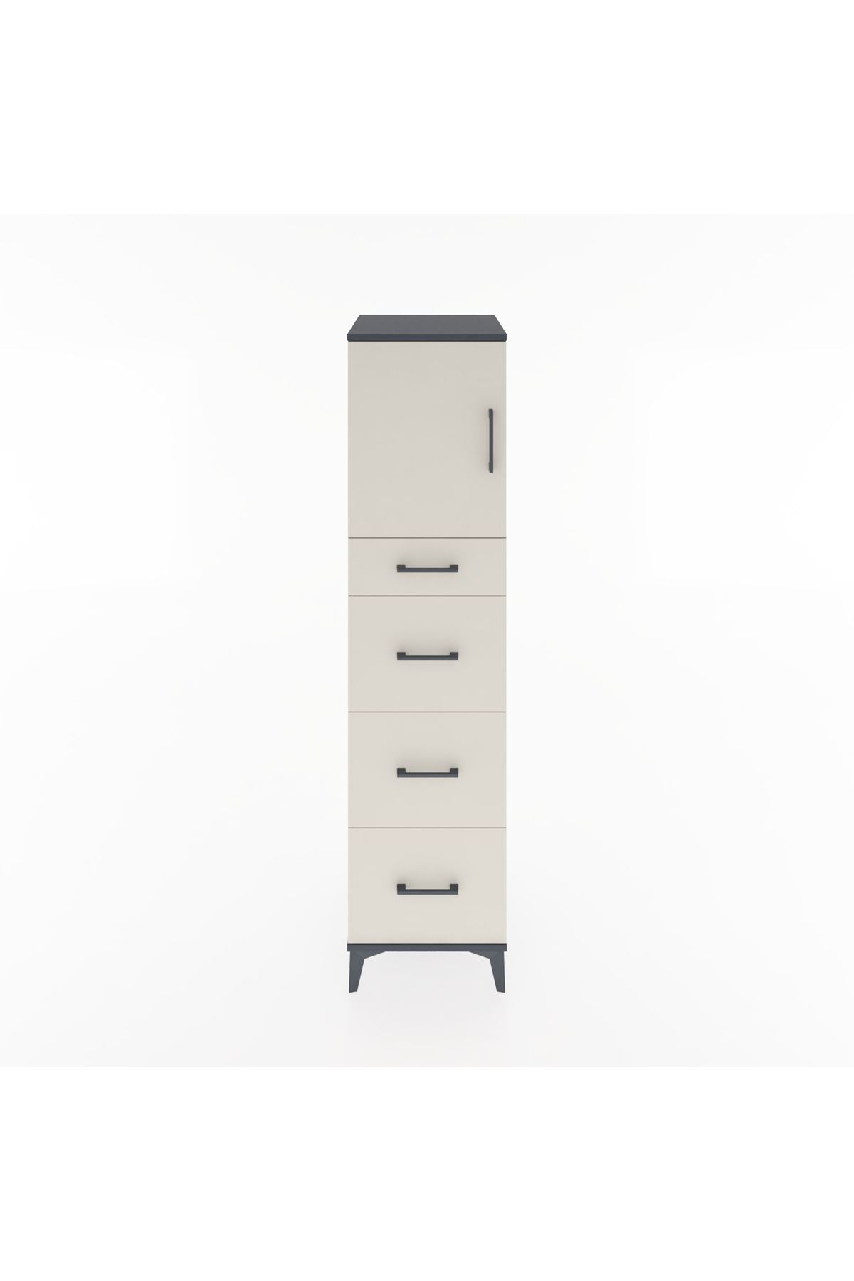 Hyperion Dolap Tek Raflı 4 Çekmeceli Tek Kapaklı 44x44x182 - S55M023V4B