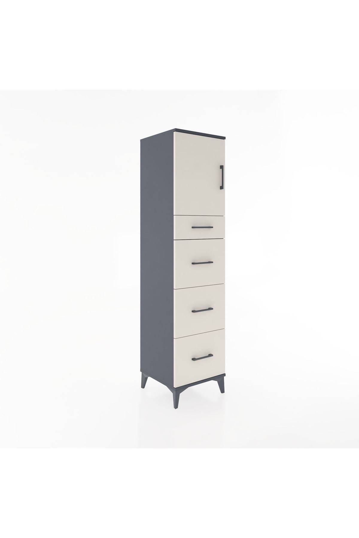 Hyperion Dolap Tek Raflı 4 Çekmeceli Tek Kapaklı 44x44x182 - S55M023V4B