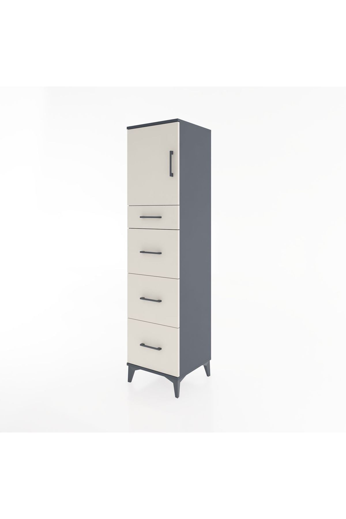 Hyperion Dolap Tek Raflı 4 Çekmeceli Tek Kapaklı 44x44x182 - S55M023V4B