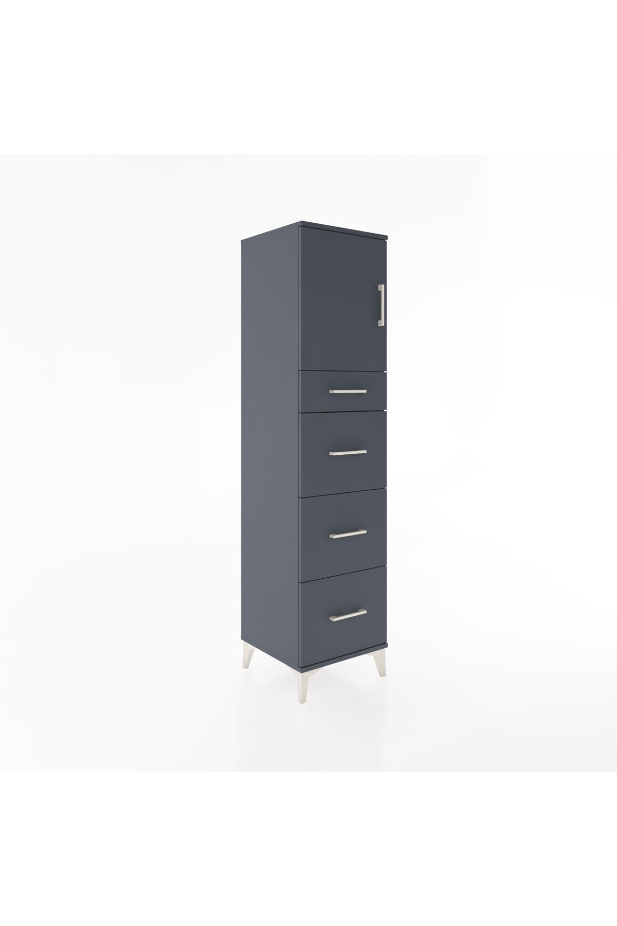 Hyperion Dolap Tek Raflı 4 Çekmeceli Tek Kapaklı 44x44x182 - S55M023V5B