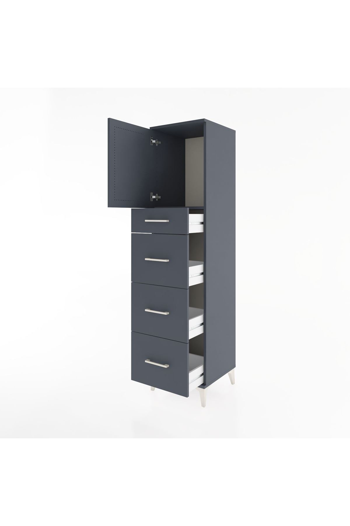 Hyperion Dolap Tek Raflı 4 Çekmeceli Tek Kapaklı 44x44x182 - S55M023V5B