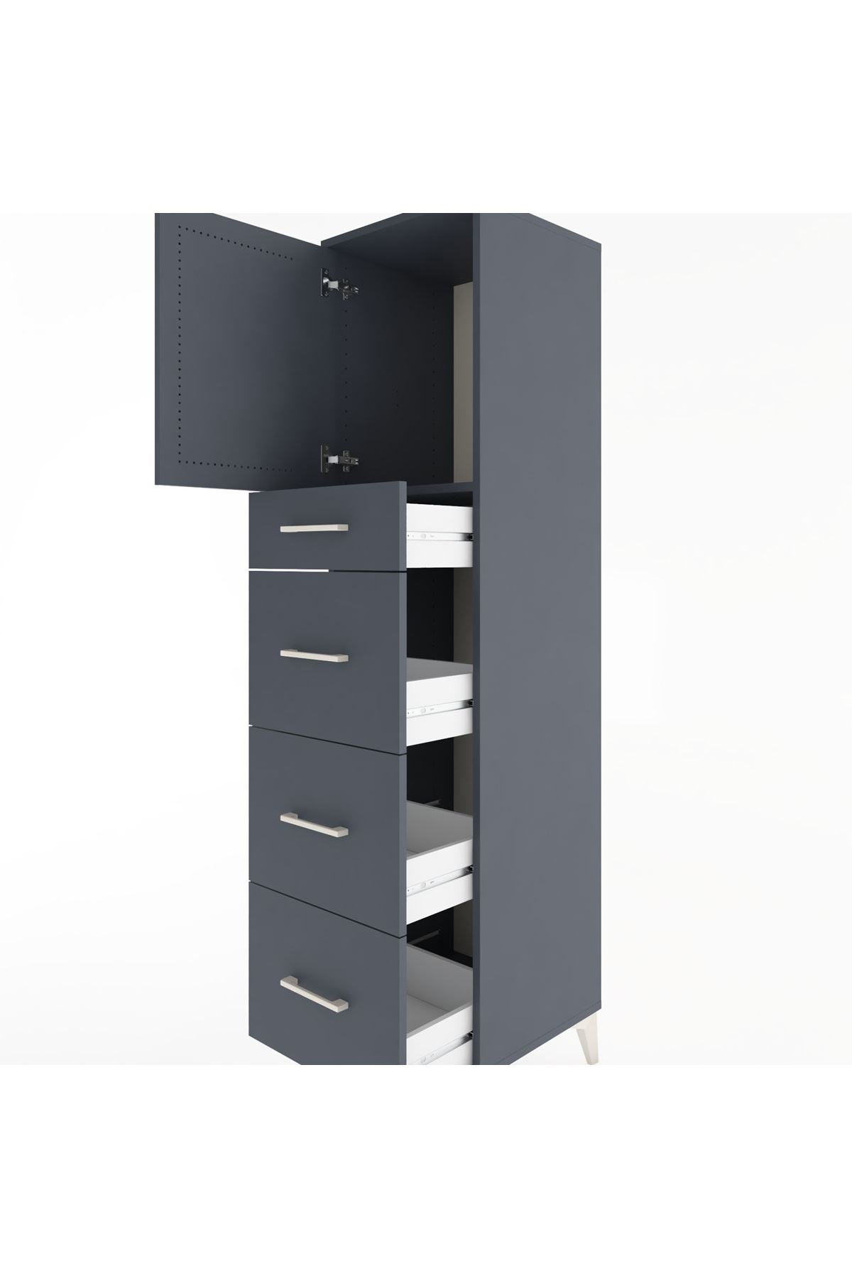Hyperion Dolap Tek Raflı 4 Çekmeceli Tek Kapaklı 44x44x182 - S55M023V5B