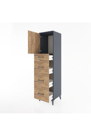 Hyperion Dolap Tek Raflı 4 Çekmeceli Tek Kapaklı 44x44x182 - S55M023V6B