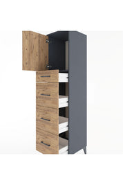 Hyperion Dolap Tek Raflı 4 Çekmeceli Tek Kapaklı 44x44x182 - S55M023V6B