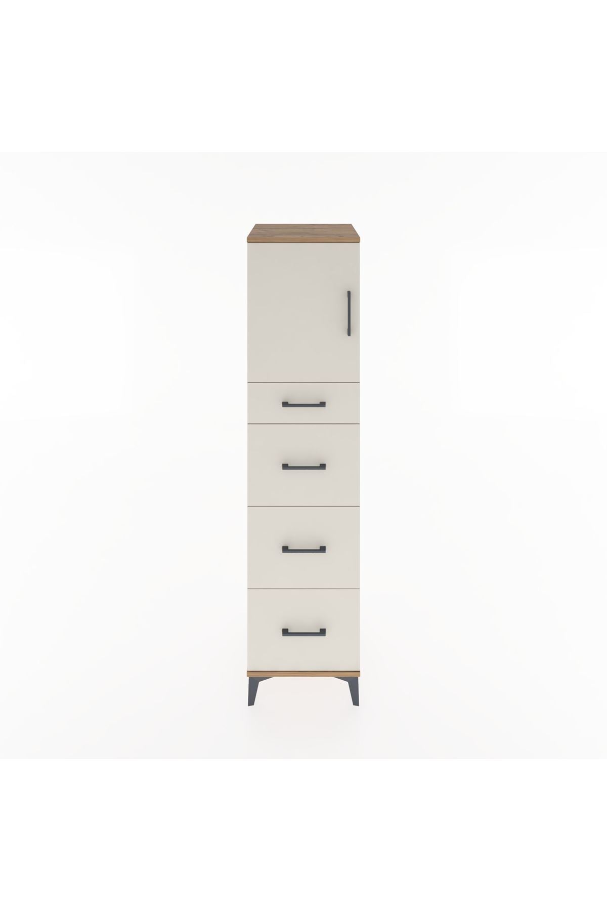 Hyperion Dolap Tek Raflı 4 Çekmeceli Tek Kapaklı 44x44x182 - S55M023V7B