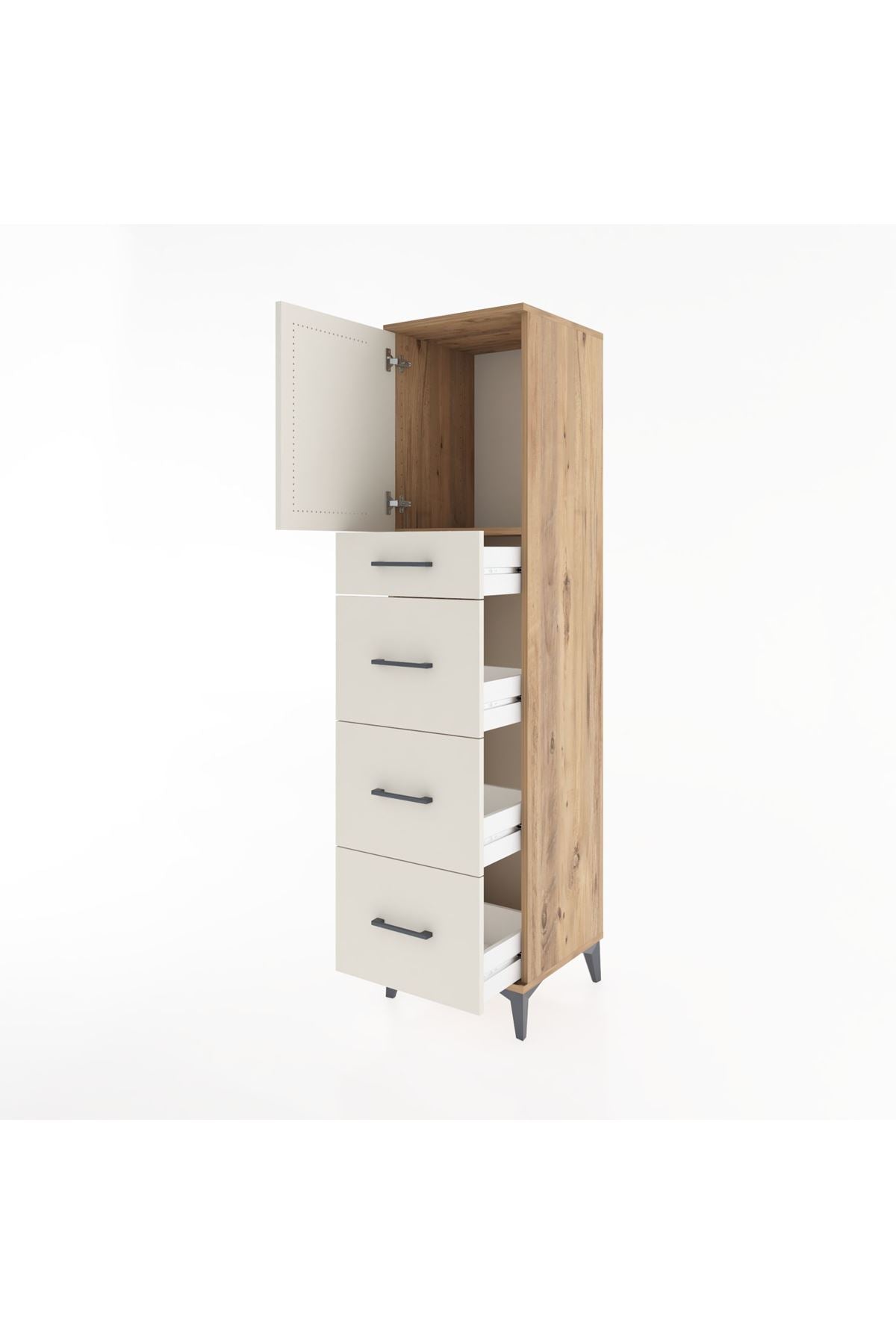 Hyperion Dolap Tek Raflı 4 Çekmeceli Tek Kapaklı 44x44x182 - S55M023V7B