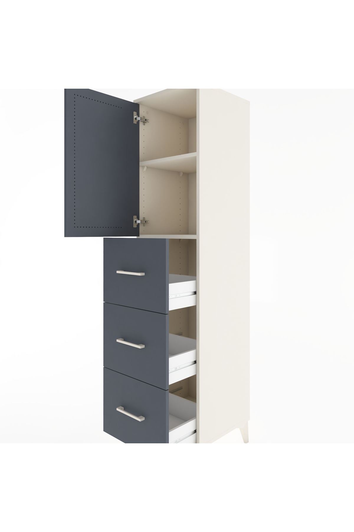 Hyperion Dolap 2 Raflı 3 Çekmeceli Tek Kapaklı 44x44x182 - S55M024V2B
