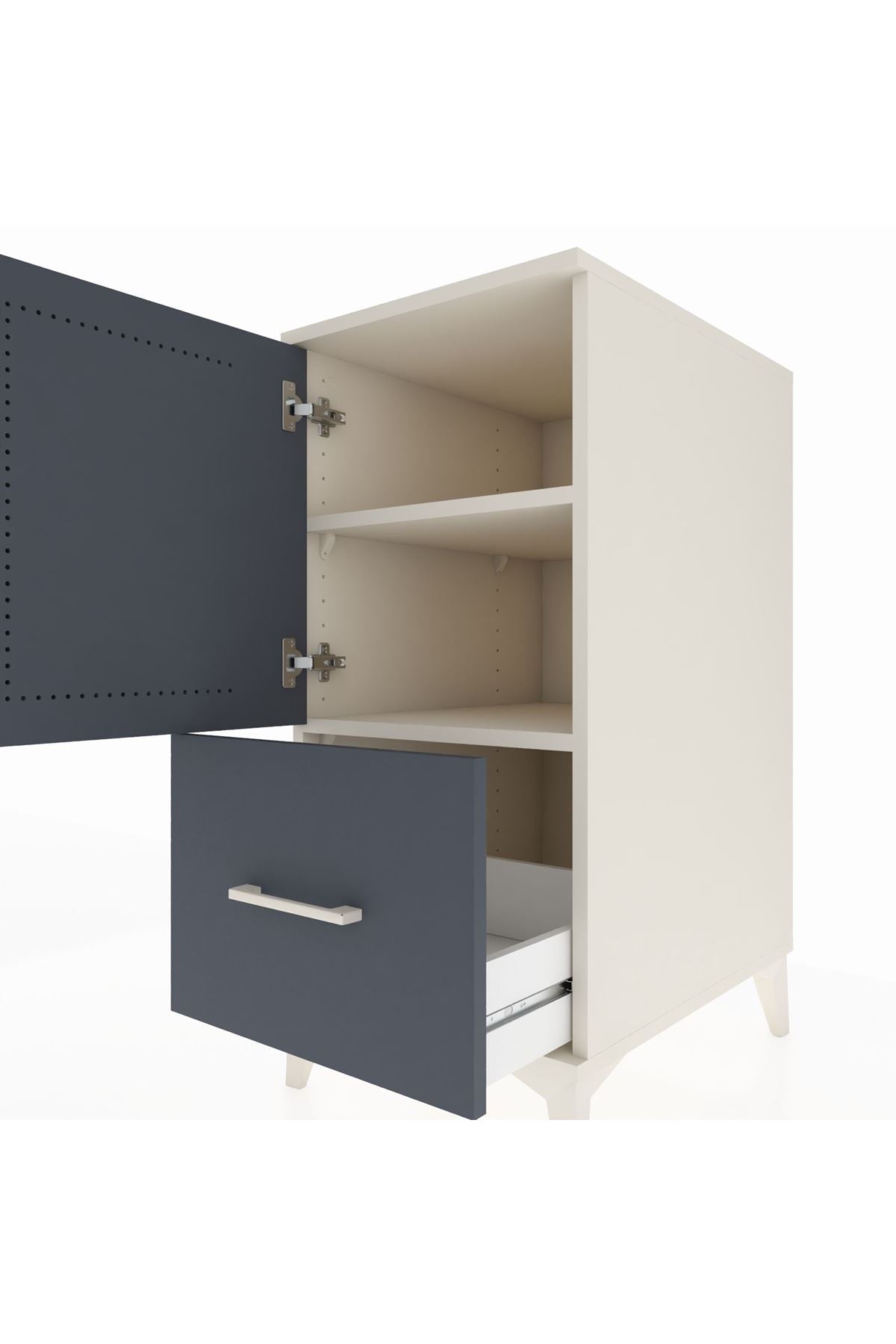 Kronos Komodin 2 Raflı Tek Çekmeceli Tek Kapaklı 44x59x96 - S75M038V2C