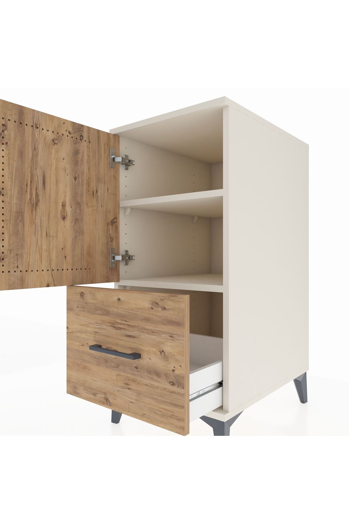 Kronos Komodin 2 Raflı Tek Çekmeceli Tek Kapaklı 44x59x96 - S75M038V3C