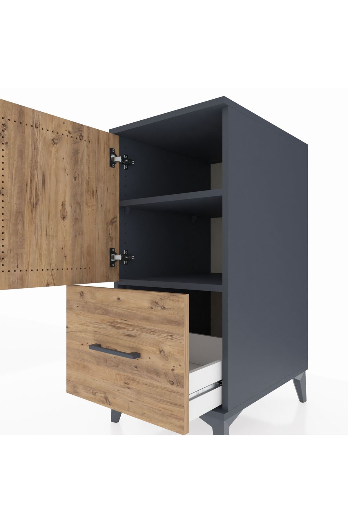 Kronos Komodin 2 Raflı Tek Çekmeceli Tek Kapaklı 44x59x96 - S75M038V6C