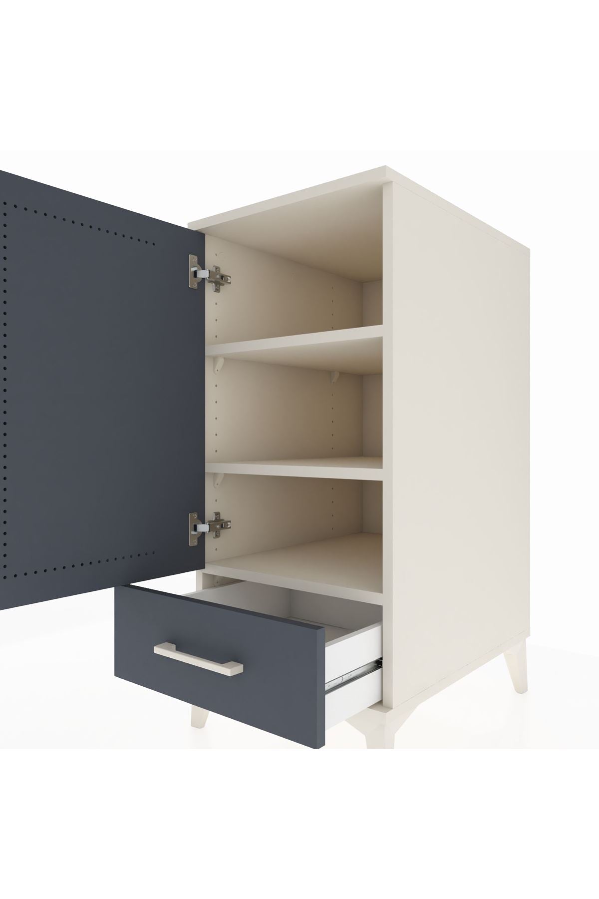 Kronos Komodin 3 Raflı Tek Çekmeceli Tek Kapaklı 44x59x96 - S75M041V2C