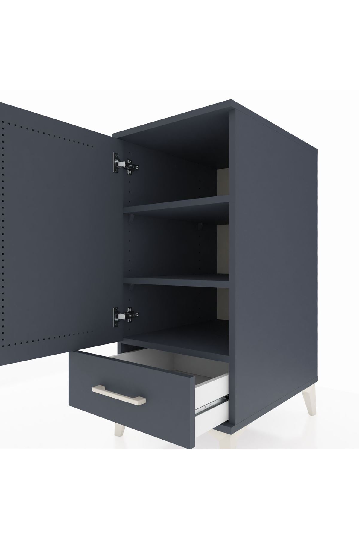 Kronos Komodin 3 Raflı Tek Çekmeceli Tek Kapaklı 44x59x96 - S75M041V5C