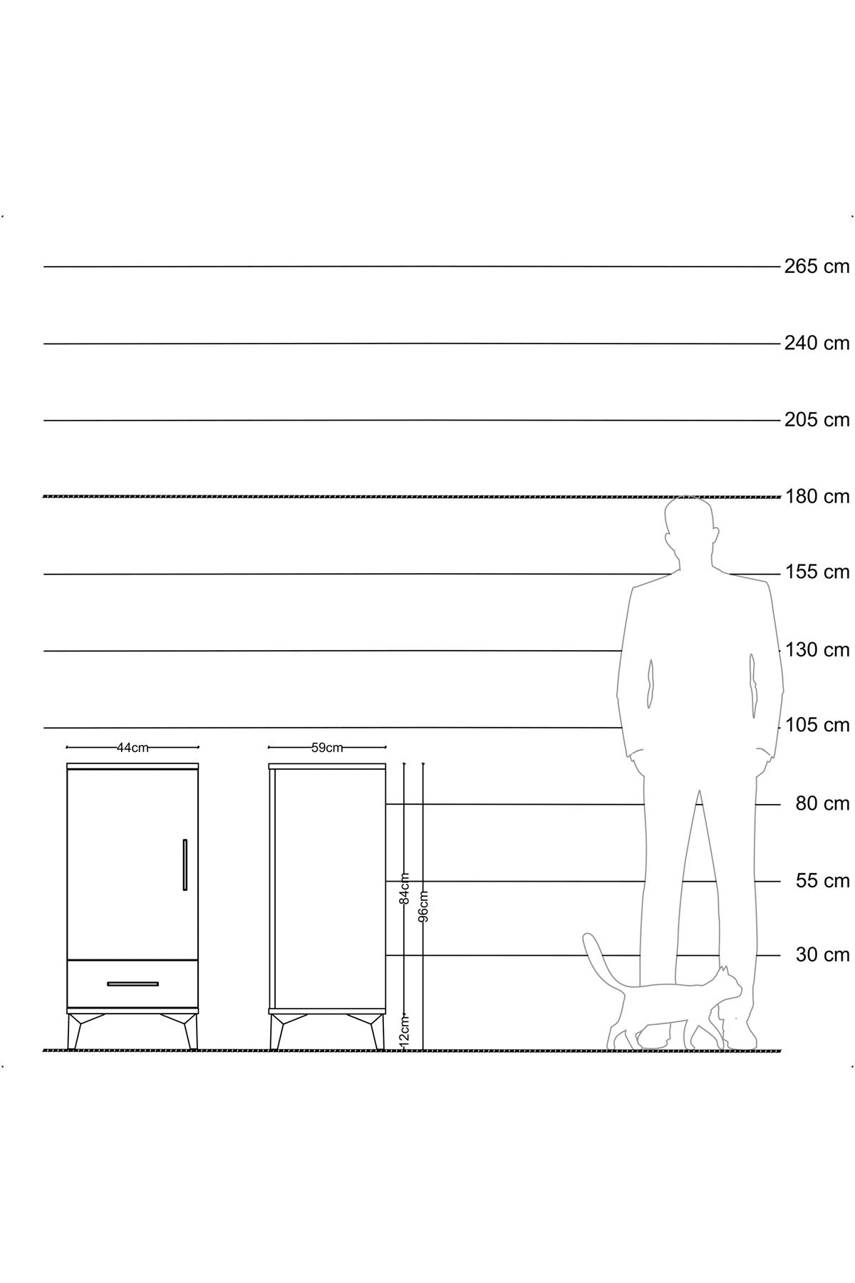 Kronos Komodin 3 Raflı Tek Çekmeceli Tek Kapaklı 44x59x96 - S75M041V5C
