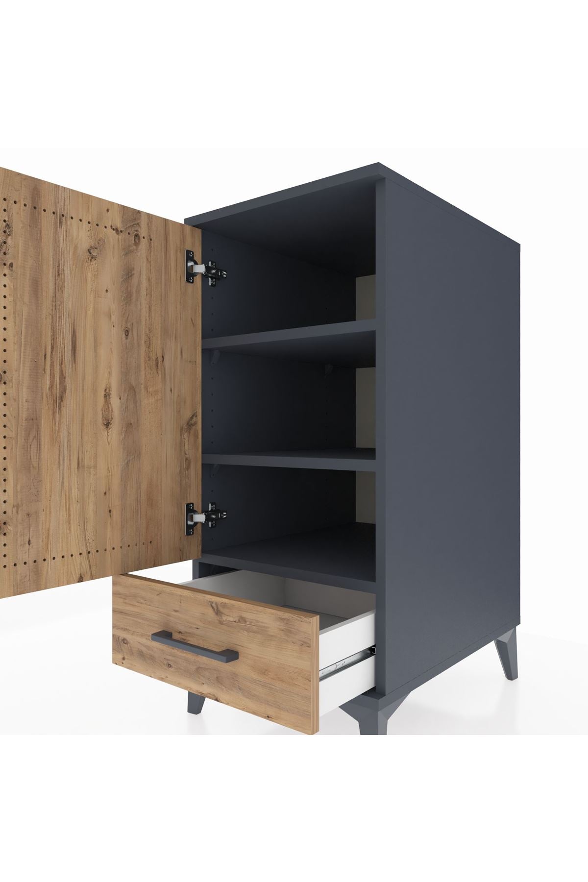 Kronos Komodin 3 Raflı Tek Çekmeceli Tek Kapaklı 44x59x96 - S75M041V6C
