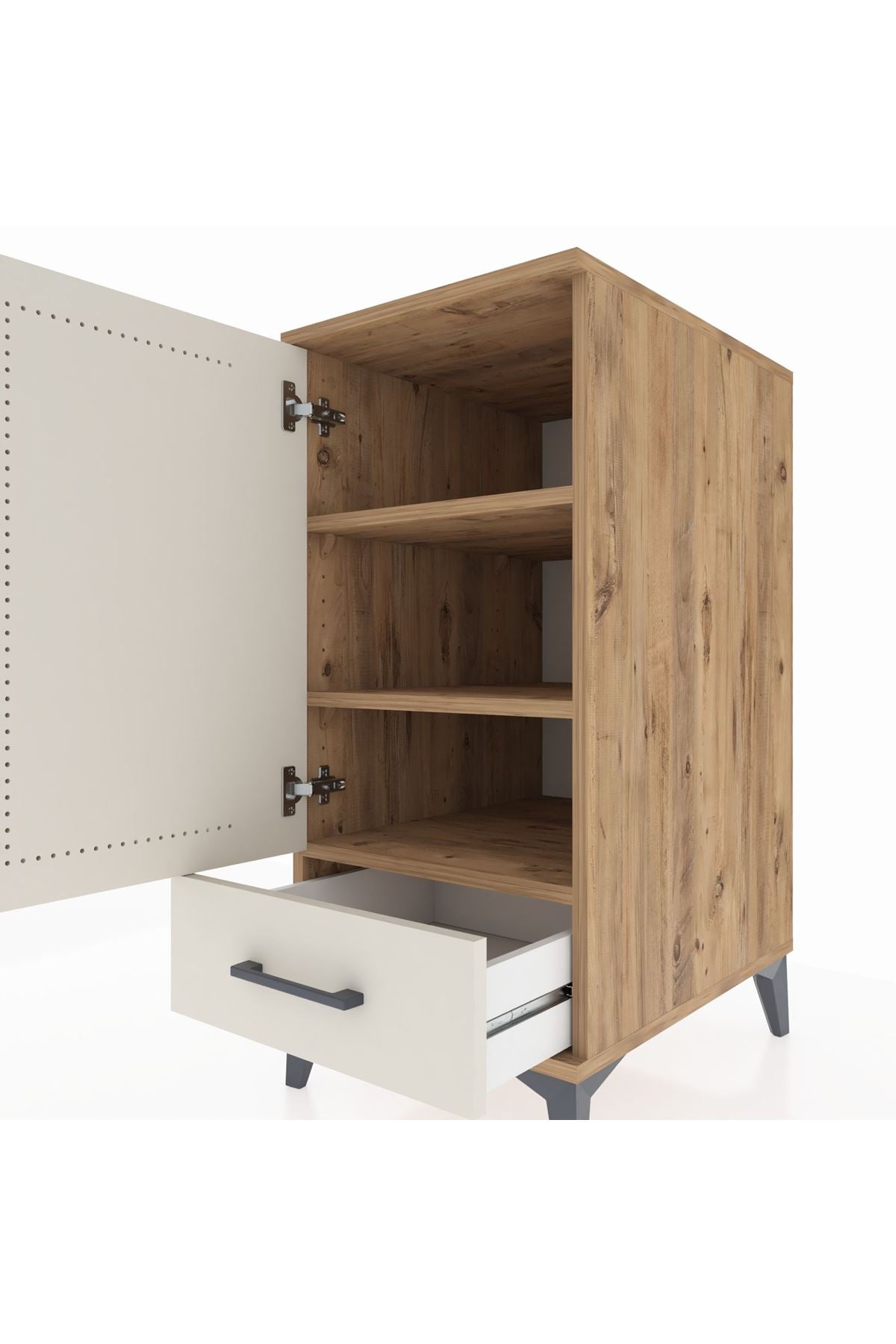 Kronos Komodin 3 Raflı Tek Çekmeceli Tek Kapaklı 44x59x96 - S75M041V7C