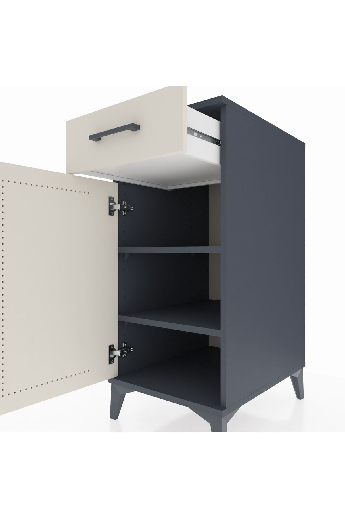 Kronos Komodin 2 Raflı Tek Çekmeceli Tek Kapaklı 44x59x96 - S75M042V4C