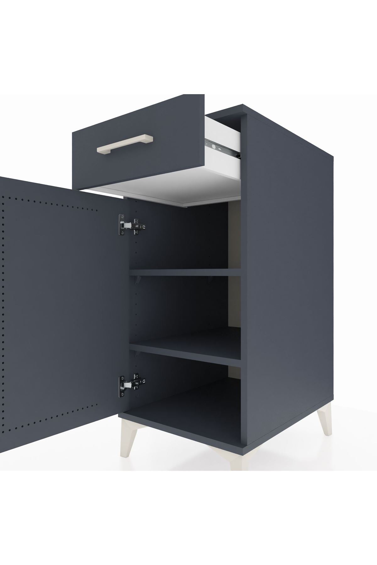 Kronos Komodin 2 Raflı Tek Çekmeceli Tek Kapaklı 44x59x96 - S75M042V5C