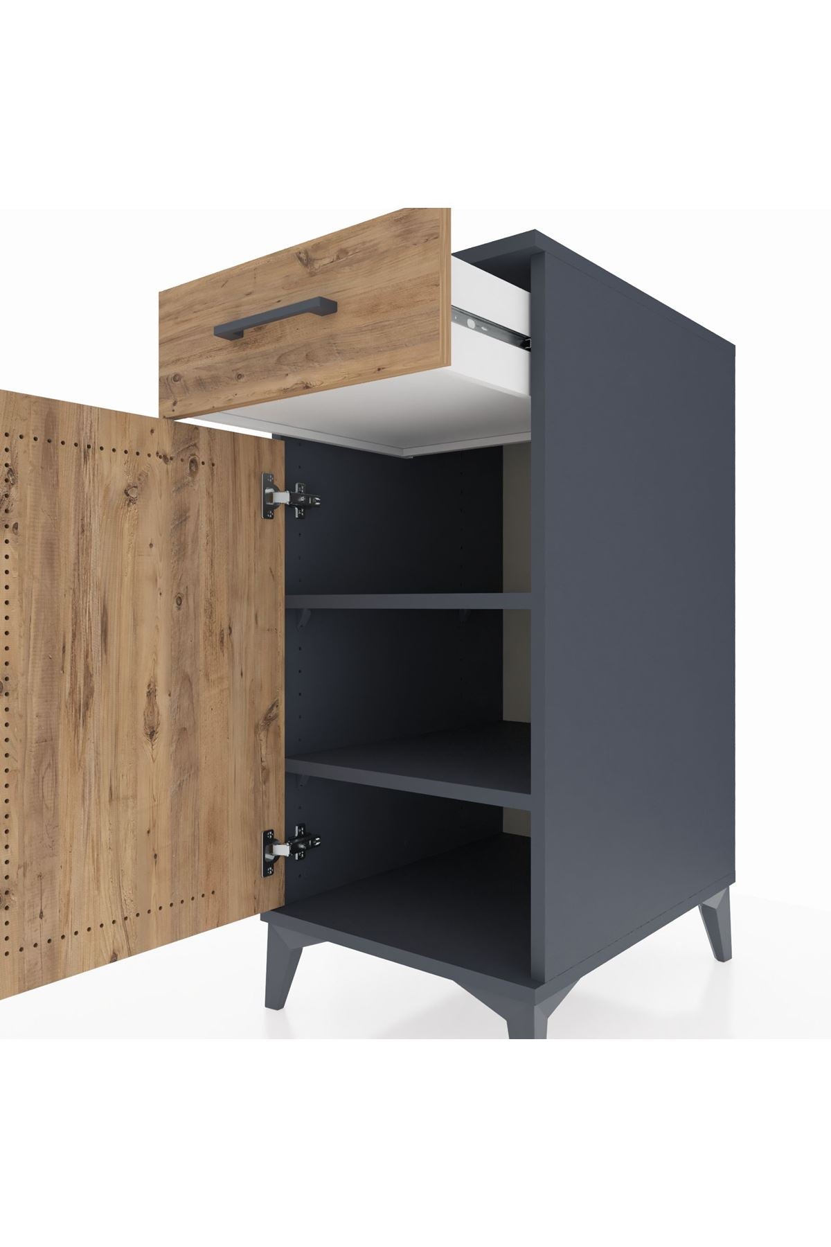 Kronos Komodin 2 Raflı Tek Çekmeceli Tek Kapaklı 44x59x96 - S75M042V6C