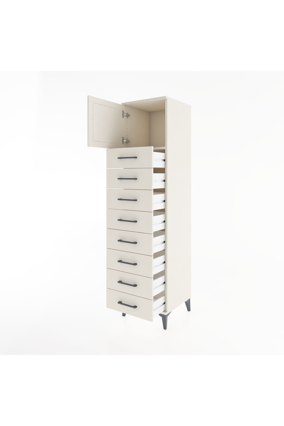 Hyperion Dolap Tek Raflı 8 Çekmeceli Tek Kapaklı 44x44x182 - S55M001V1B