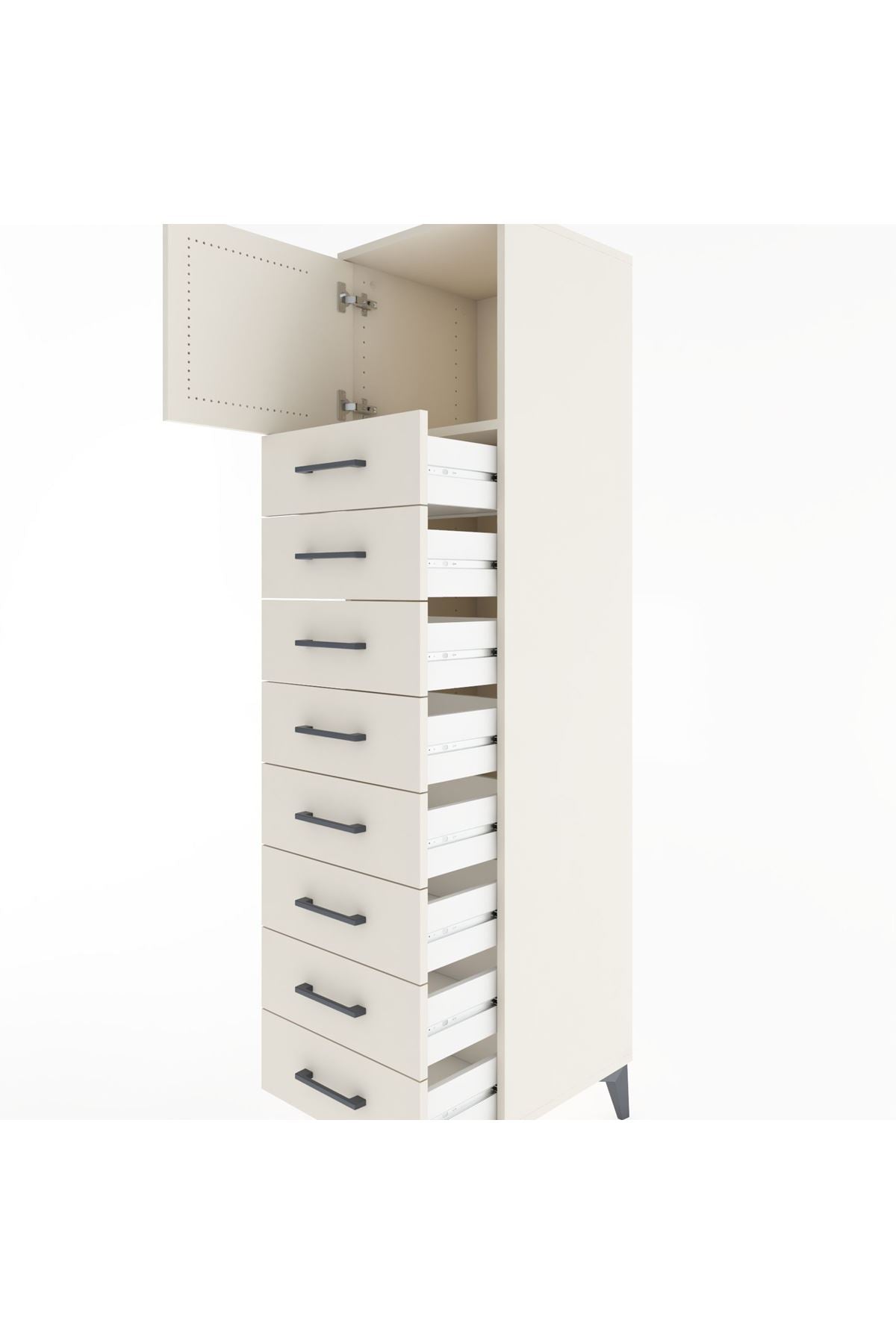 Hyperion Dolap Tek Raflı 8 Çekmeceli Tek Kapaklı 44x44x182 - S55M001V1B